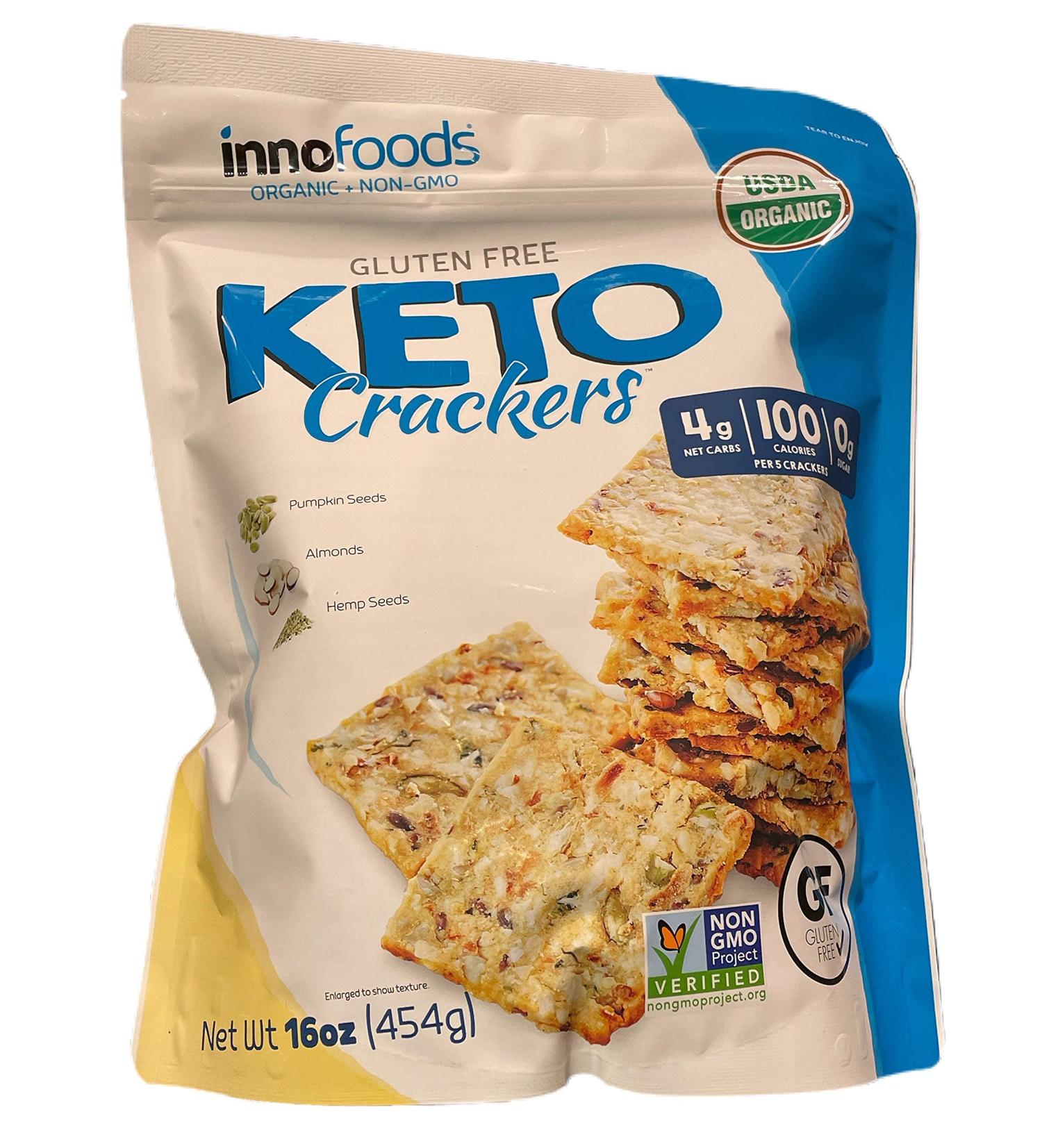 InnoFoods KETO Crackers, White, Blue, Coconut, 1 lb, 16 Oz