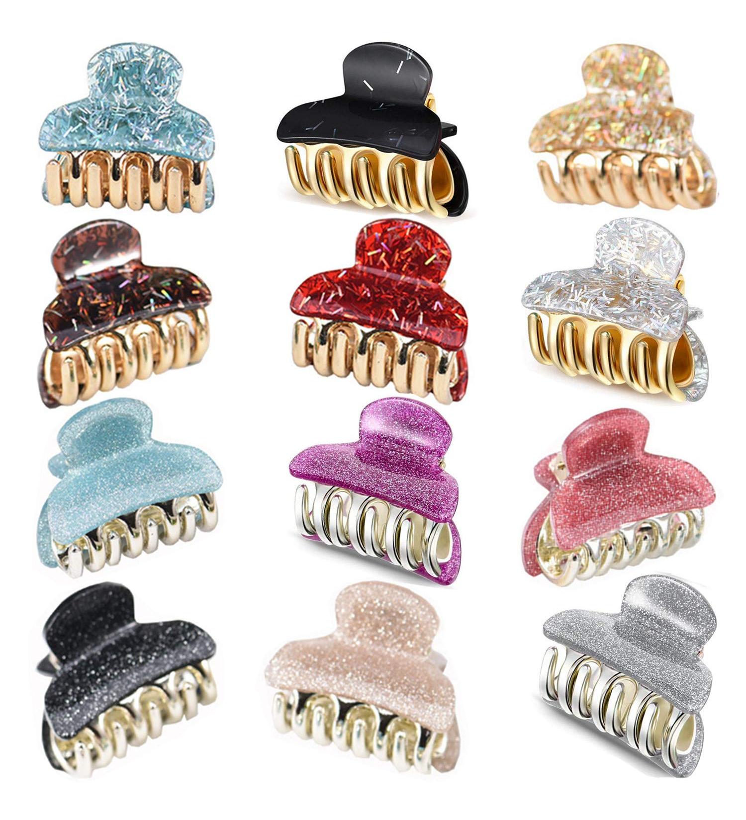 12pcs Colorful Mini Hair Clips - Sequin Acrylic Small Hair Clips for Girls & Women | International Shipping Available - Buy Online on GoSupps.com