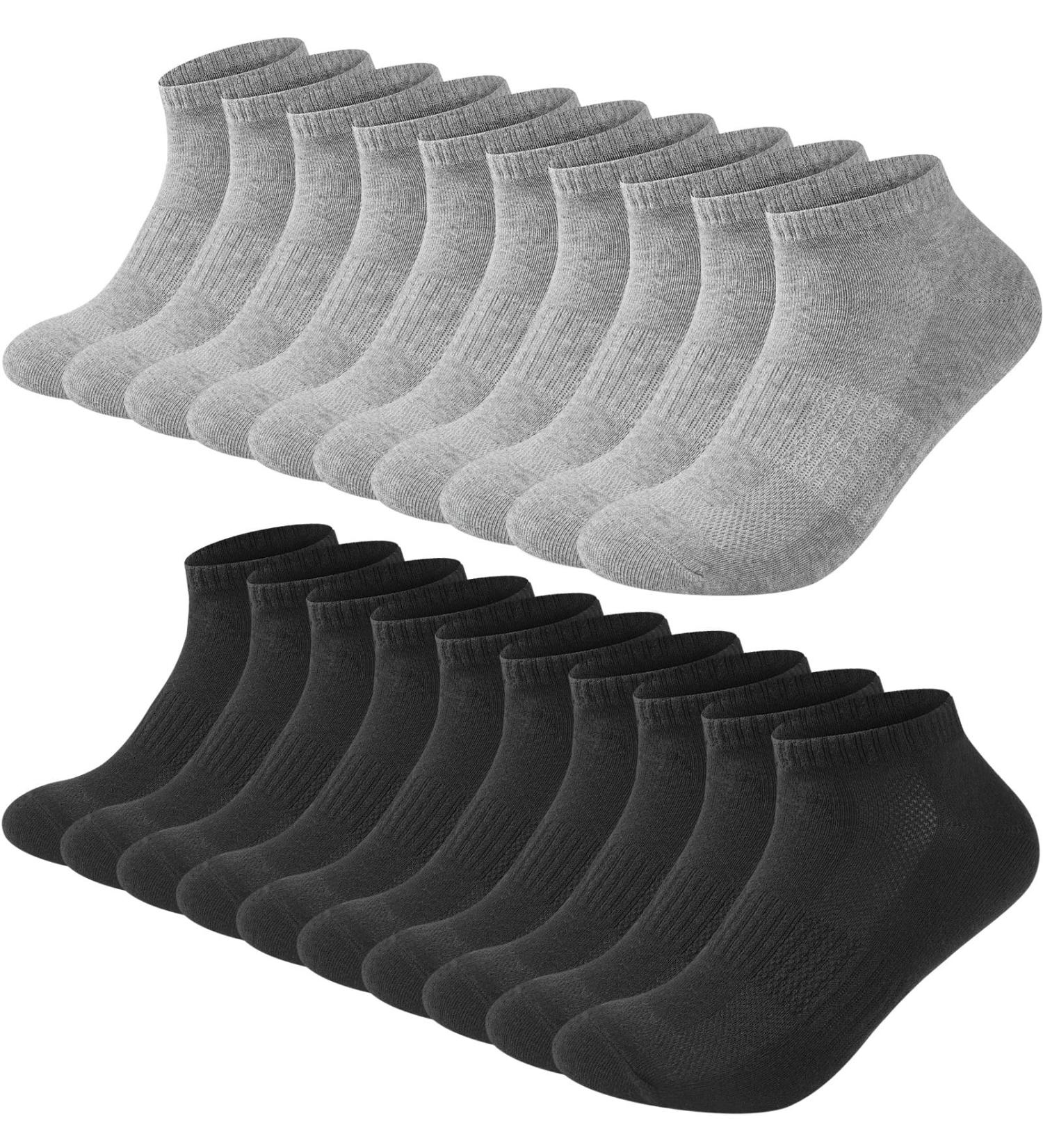 Blu Ninfee Sneaker Socks for Men & Women - 10 Pairs Breathable Short Sports Socks Cotton Running Socks Unisex Sizes 39-42 in Black & Grey - Buy Online on GoSupps.com