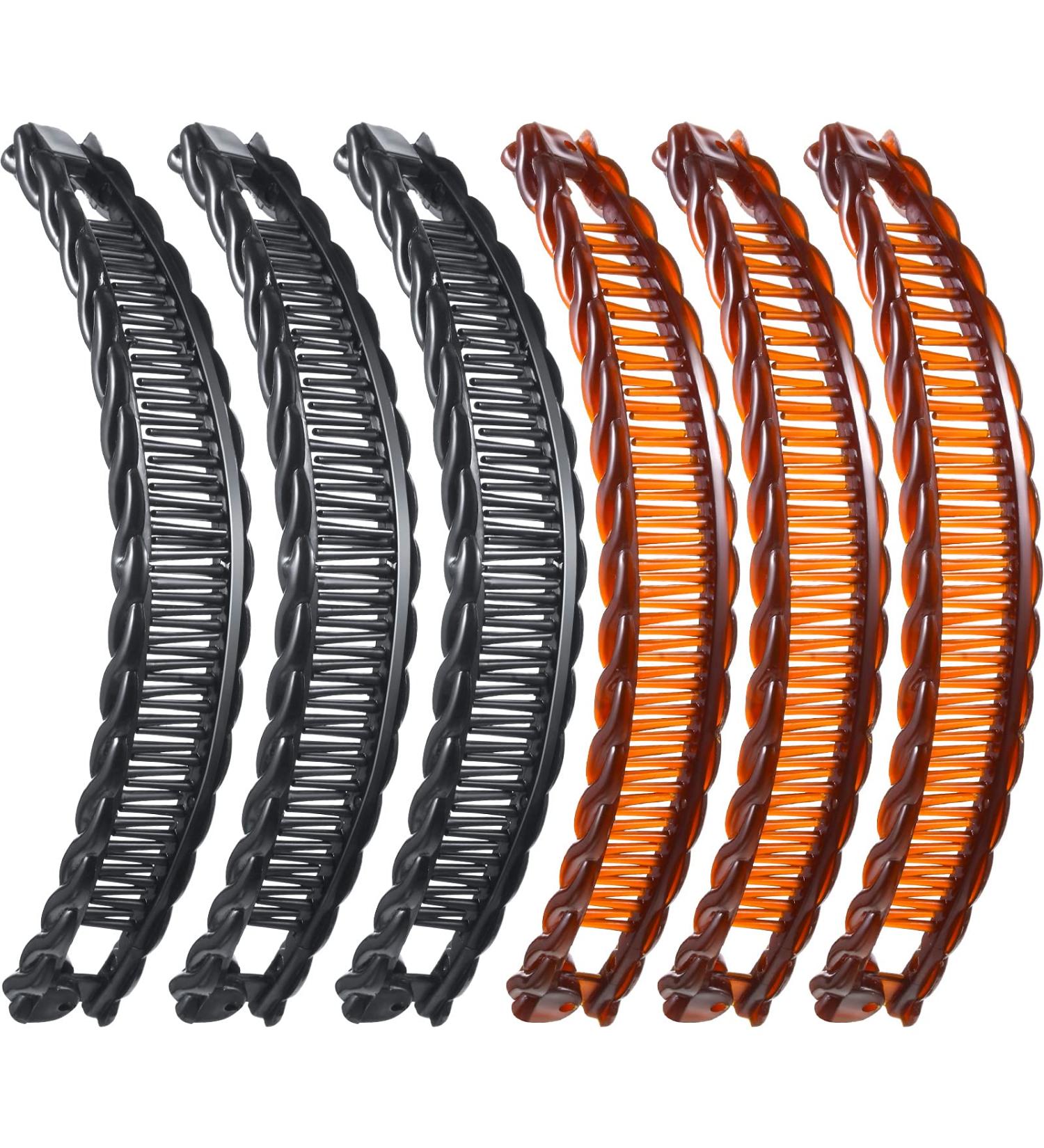 6-Piece Banana Hair Clip Set for Girls & Women | Fishtail Fish Shape Design | Perfect for Thick & Long Hair | Black & Brown Options Available - Buy Online on GoSupps.com