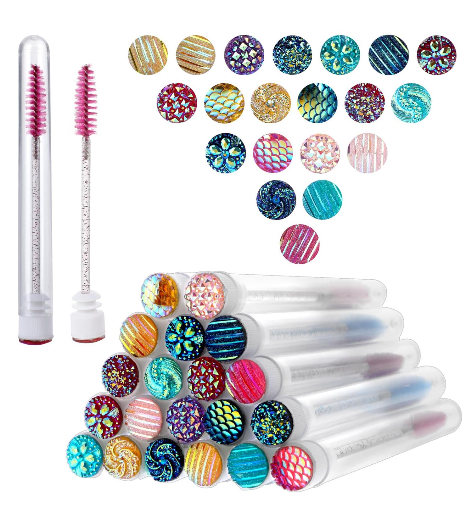 20 Pcs Disposable Mascara Wands Set - Eyelash Extensions & Eyebrow Brush - Diamond Spoolies with Empty Tubes - Makeup Tool in Mixed Colors - Buy Online on GoSupps.com