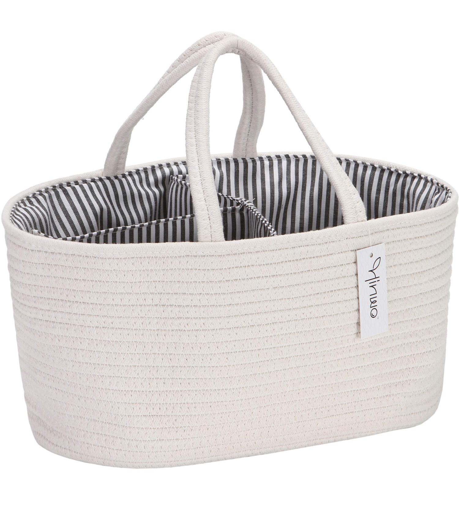 Hinwar Baby Diaper Caddy | Portable Newborn Organizer & Shopping Bag | Cotton Rope Basket for Diapers & Cloths | Perfect Infant Shower Gift (1 Pack) - International Shipping Available - Buy Online on GoSupps.com