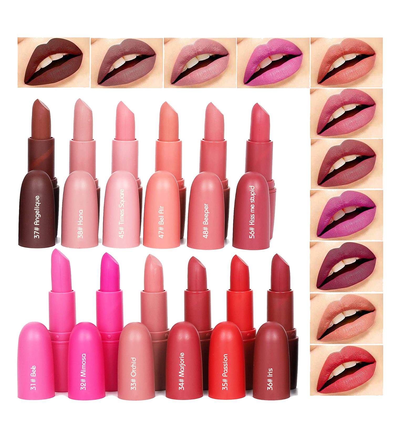 Miss Rose Long-lasting Lipstick Set - 12 PCS Multi Colored Matte Lip Colors - Buy Online on GoSupps.com
