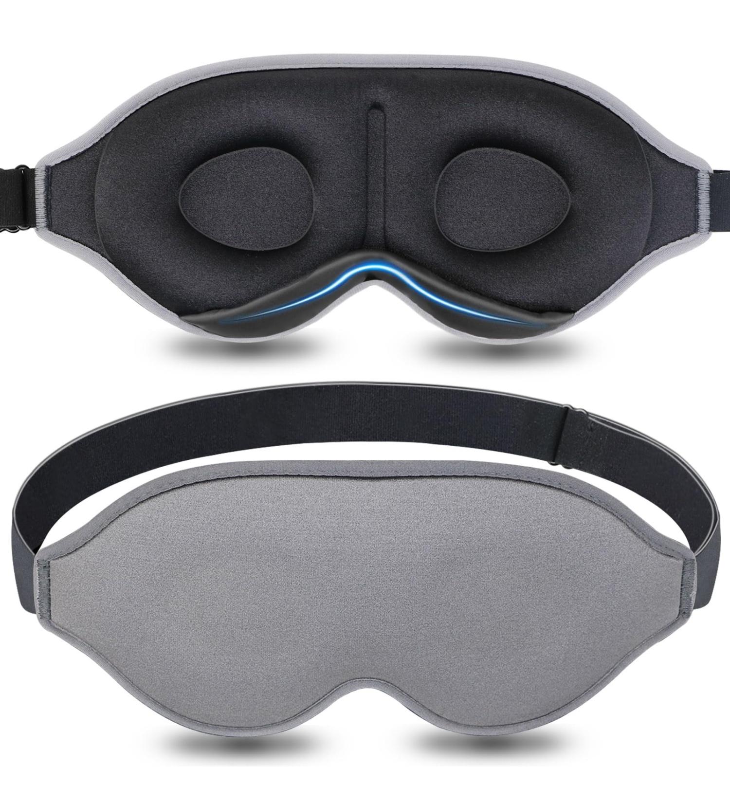 Sleep Mask Contoured for Women & Men - 3D Adjustable Soft Eye Mask for Comfortable Sleep (Grey - Buy Online on GoSupps.com