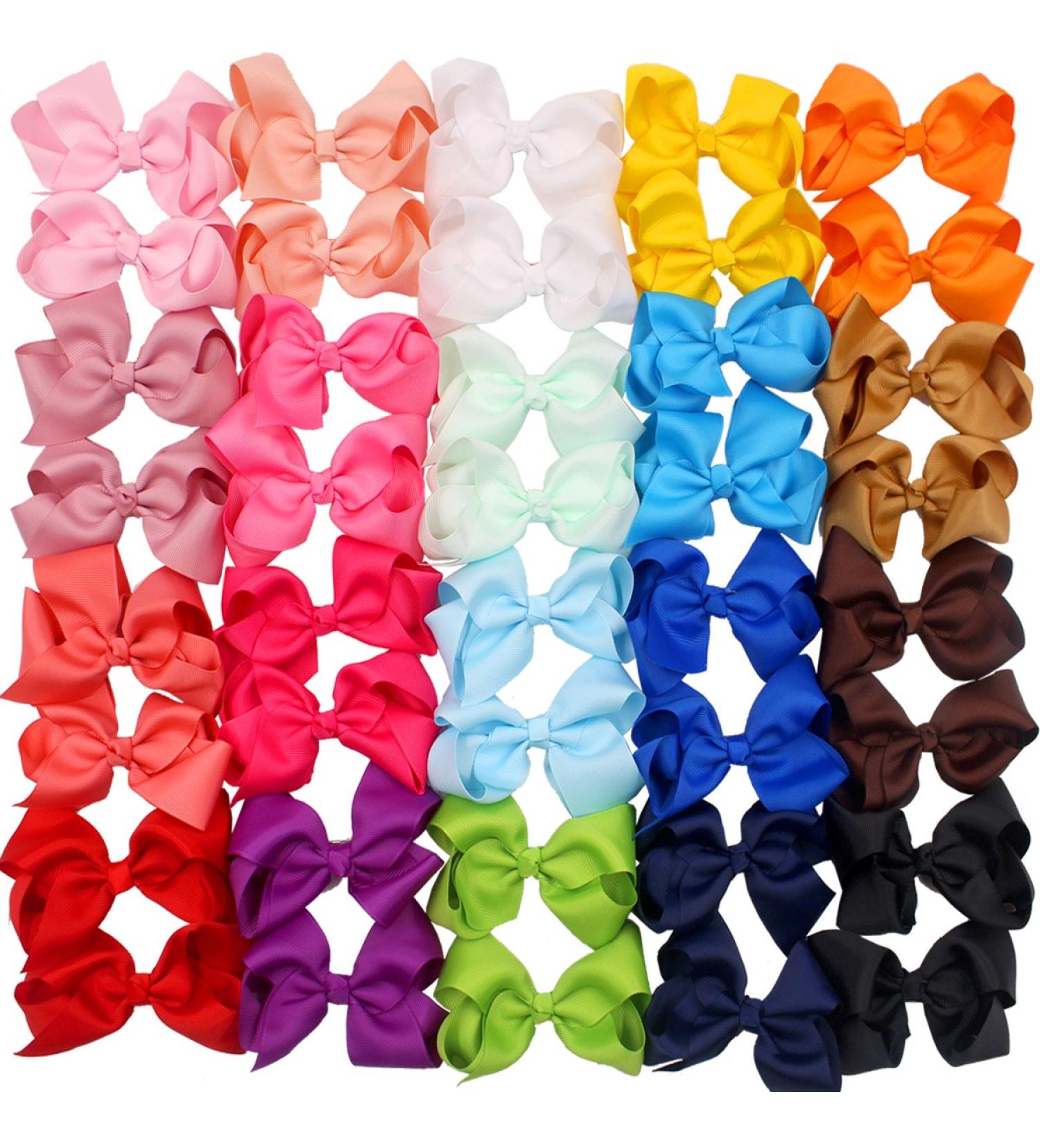 40 Pack 4.5 Inch Hair Bows for Girls - Grosgrain Ribbon Boutique Hair Bow Alligator Clips in 20 Colors - Perfect for Teens, Toddlers, and Kids - Buy Online on GoSupps.com