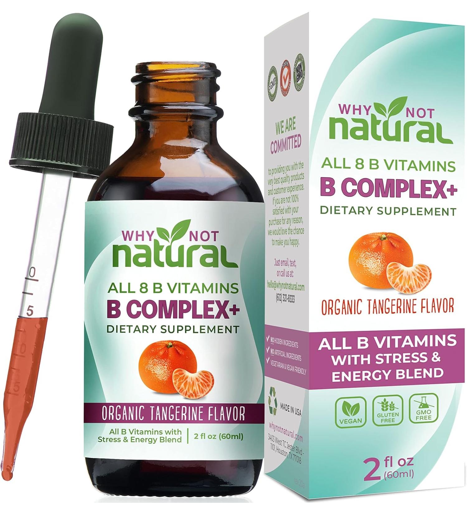 Organic Vitamin B Complex Liquid Drops for Women - Vegan Sublingual Supplement with B1 B2 B3 B5 B6 B12 for Stress and Energy - Buy Online on GoSupps.com
