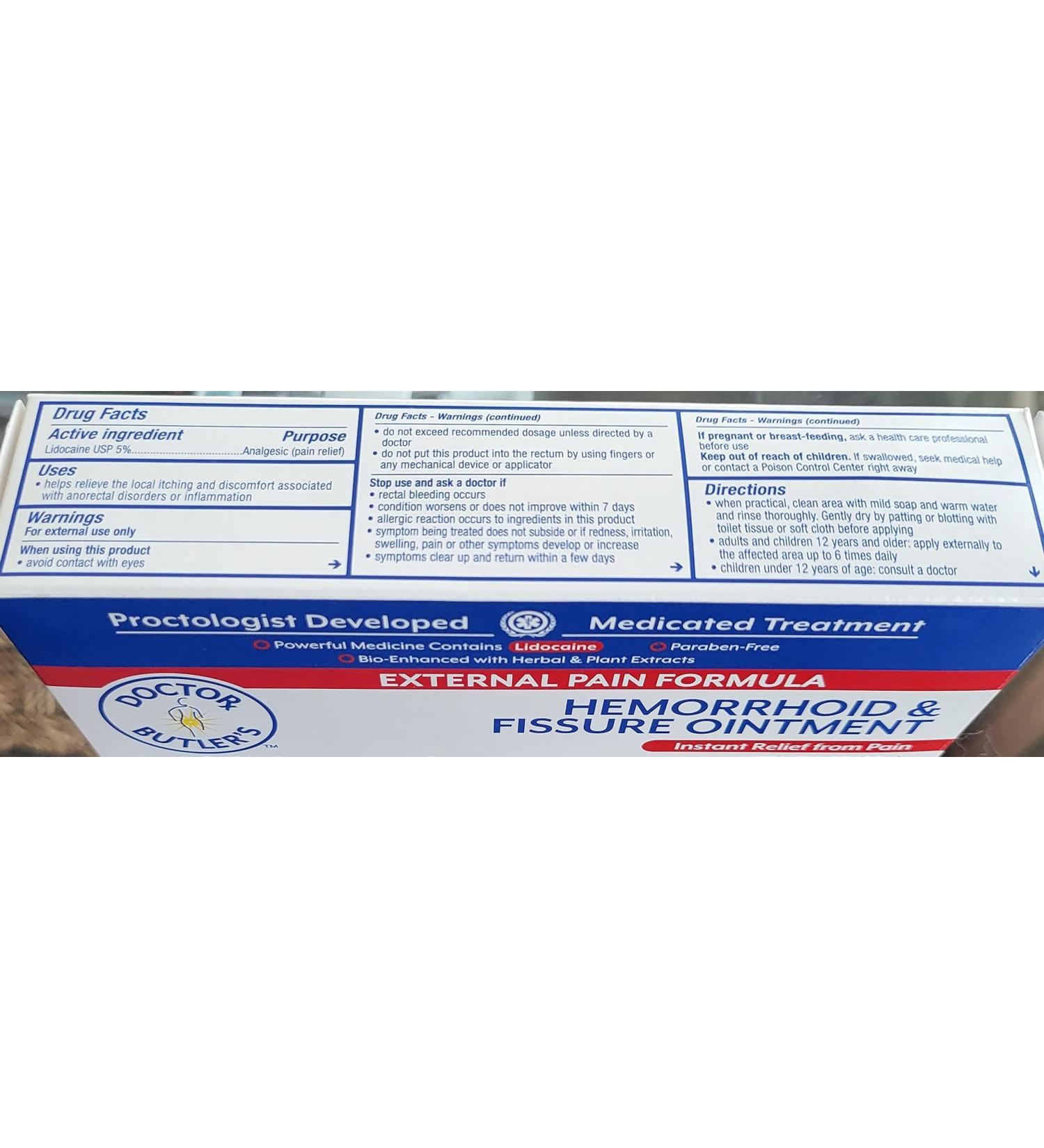 Doctor Butler's External Hemorrhoid & Fissure Ointment - Child Resistant Package