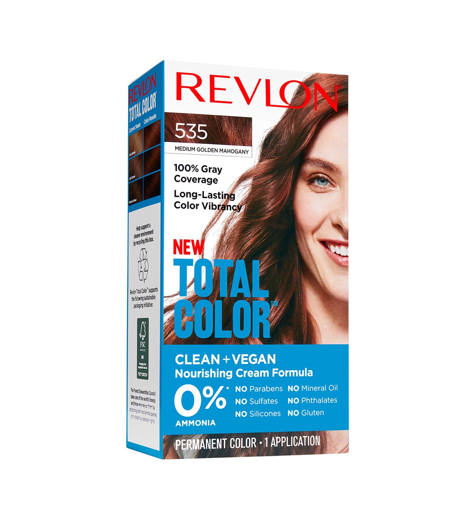 Revlon Total Color Permanent Hair Dye | Vegan Hair Color 535 Medium Golden Mahogany | 100% Gray Coverage - Shop Internationally - Buy Online on GoSupps.com