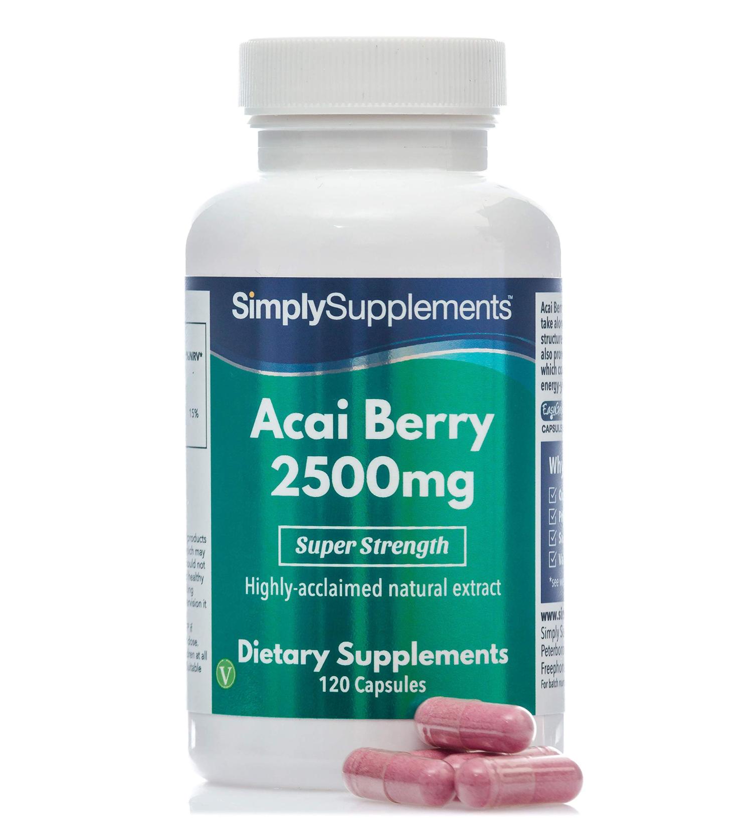 Acai Berry Capsules 2500mg | 120 High Strength Capsules | Vegan & Vegetarian Friendly | UK Manufactured - Buy Online on GoSupps.com