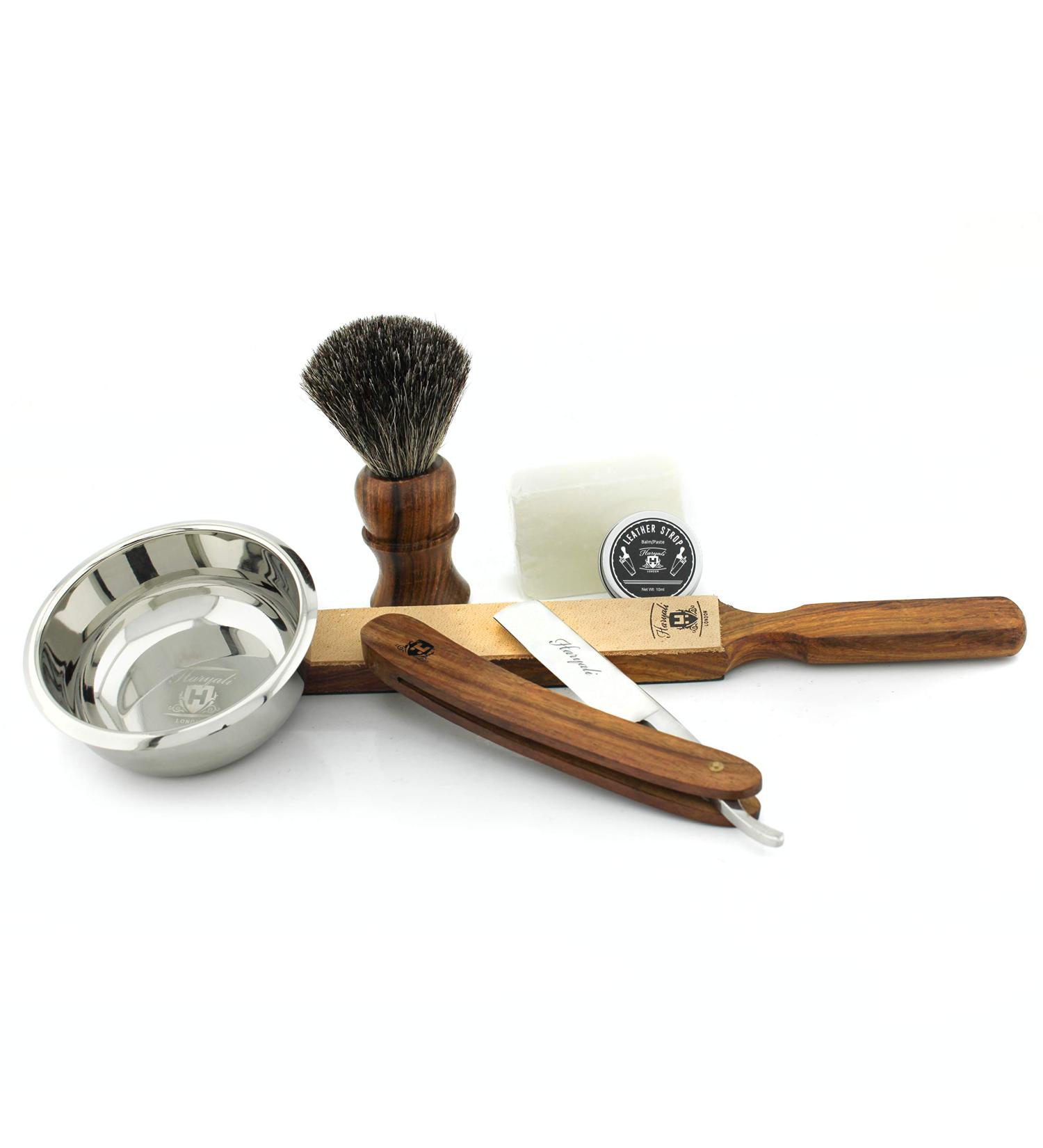 Buy Pure Rose Wood Shaving Set - Cut Throat Razor Badger Hair Brush Leather Strop & More - International Shipping Available - Buy Online on GoSupps.com