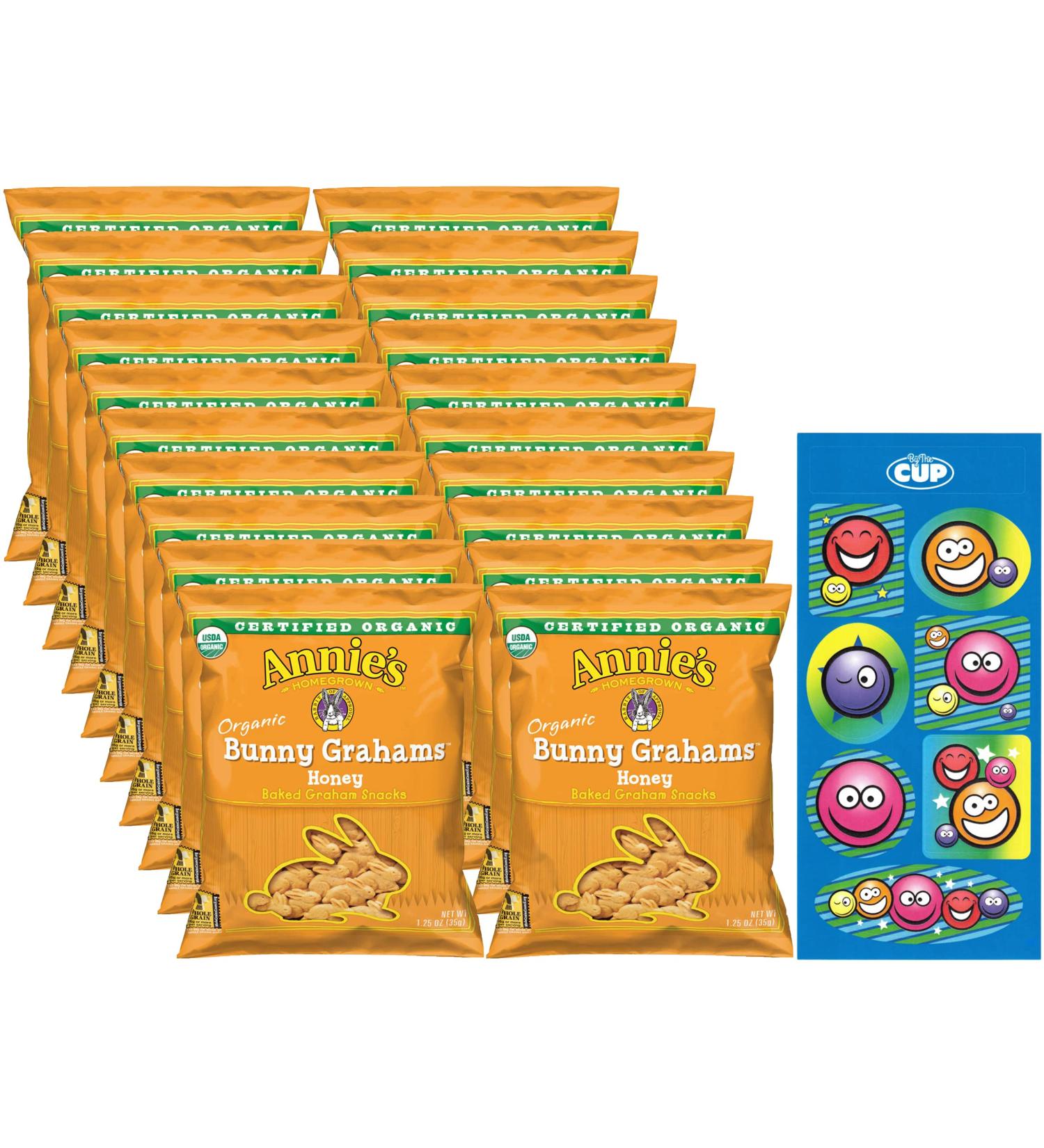 Annie's Organic Honey Bunny Grahams Snack Pack (20 Count) with By The Cup Stickers - Buy Online on GoSupps.com