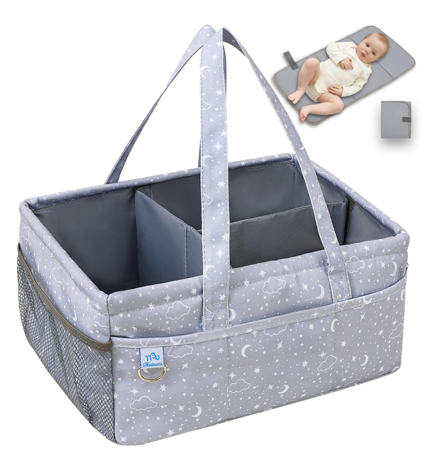 Large Baby Diaper Caddy Organizer with Changing Pad - Nursery Shower Gift Bag for Boy & Girl - Buy Online on GoSupps.com