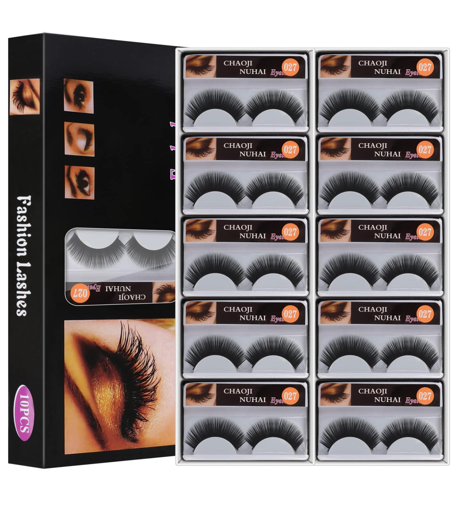 Arqumi False Eyelashes - 10 Pairs Synthetic Lashes for Parties Weddings & Festivals - Premium Quality Black Lashes - Buy Online on GoSupps.com