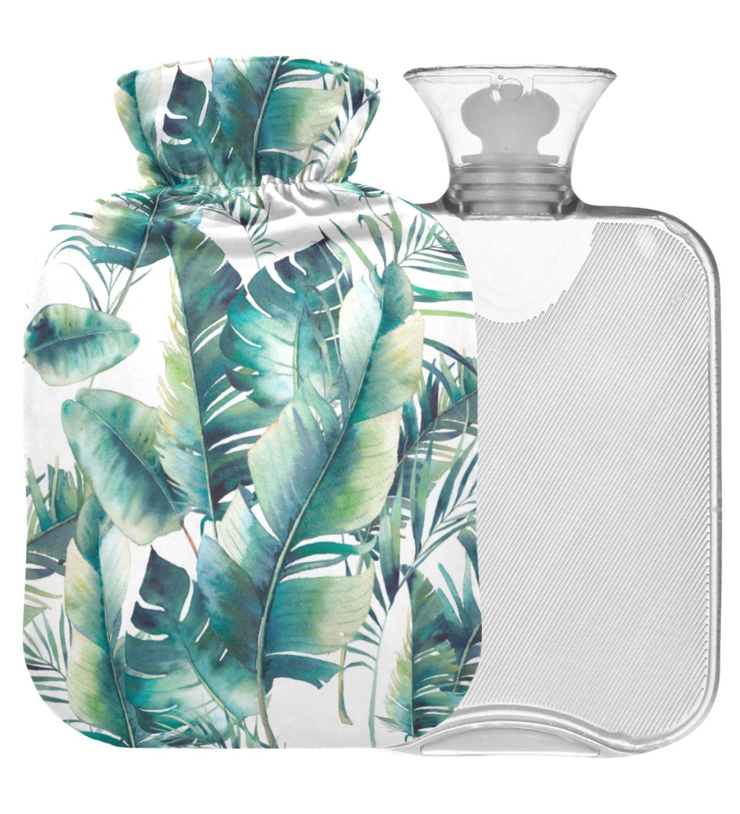 NAANLE 1L Hot Water Bottle with Banana Leaves Cover Pain Relief & Heat Therapy for Cramps Hands & Feet - Buy Online on GoSupps.com