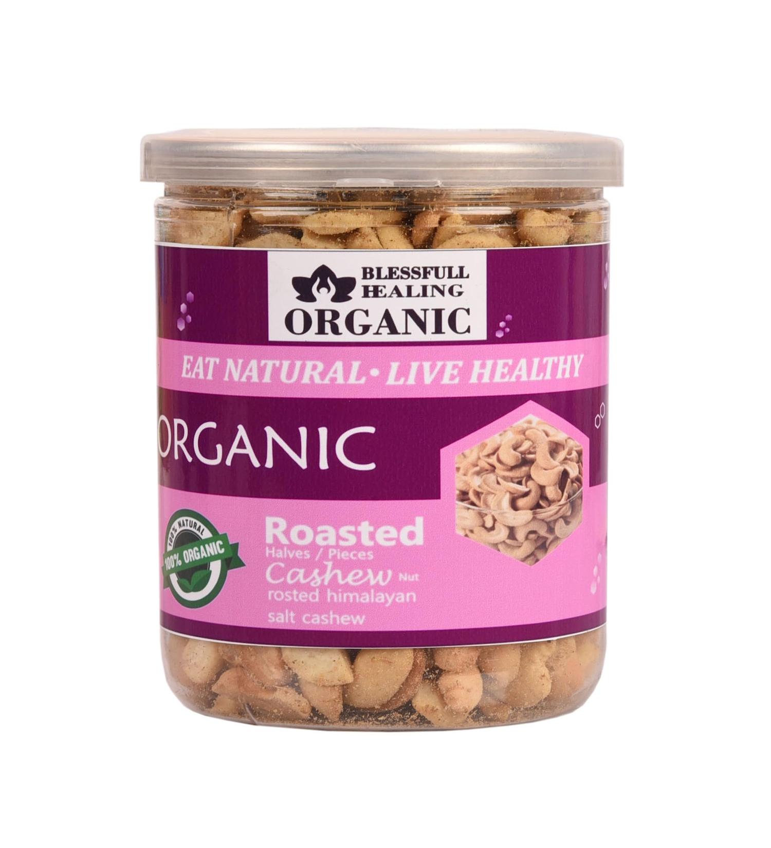 Blessfull Healing Organic Natural Vegan Himalayan Pakistani Salt Roasted Halves/Pieces Cashew Nuts Crunchy Kaju 300 Gram - Buy Online on GoSupps.com