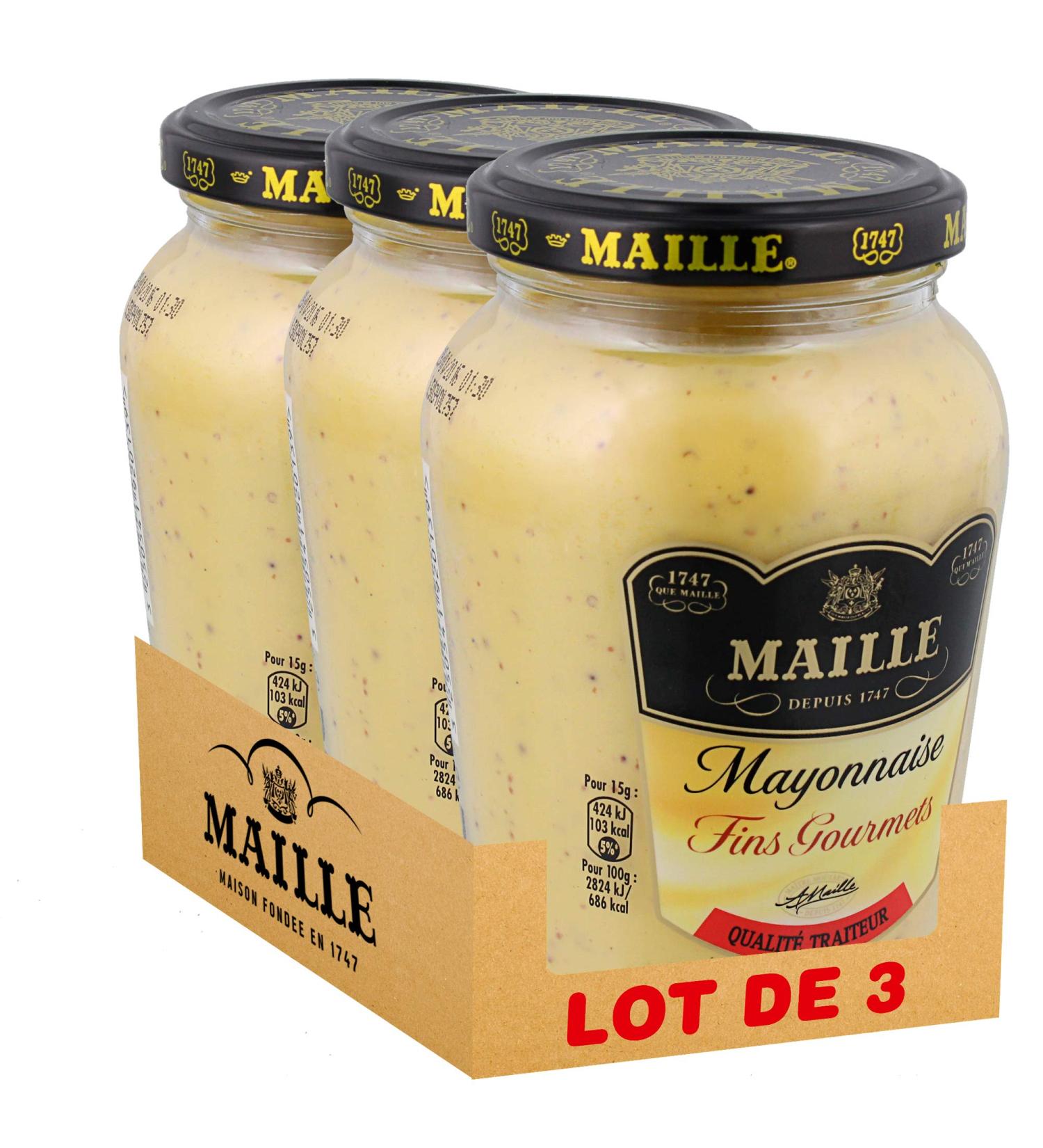 Maille Mayonnaise Nature Fins Gourmets Bocal 320 g - Lot de 3 Maille Mayonnaise Nature Fins Gourmets Bocal 320g set of 3 - Buy Online on GoSupps.com