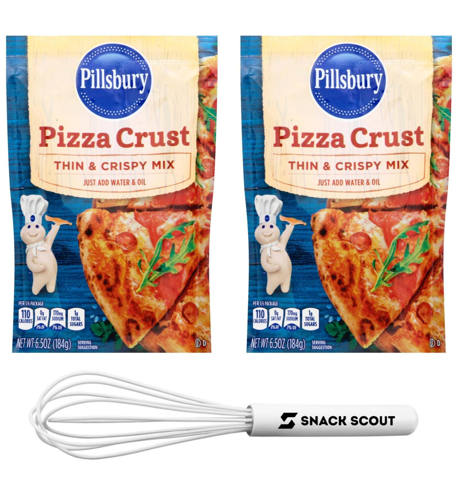 Pillsbury Thin and Crispy Pizza Crust Mix 6.5 Oz Pouch (Pack of 2) Bundle With Snack Scout Whisk - Buy Online on GoSupps.com