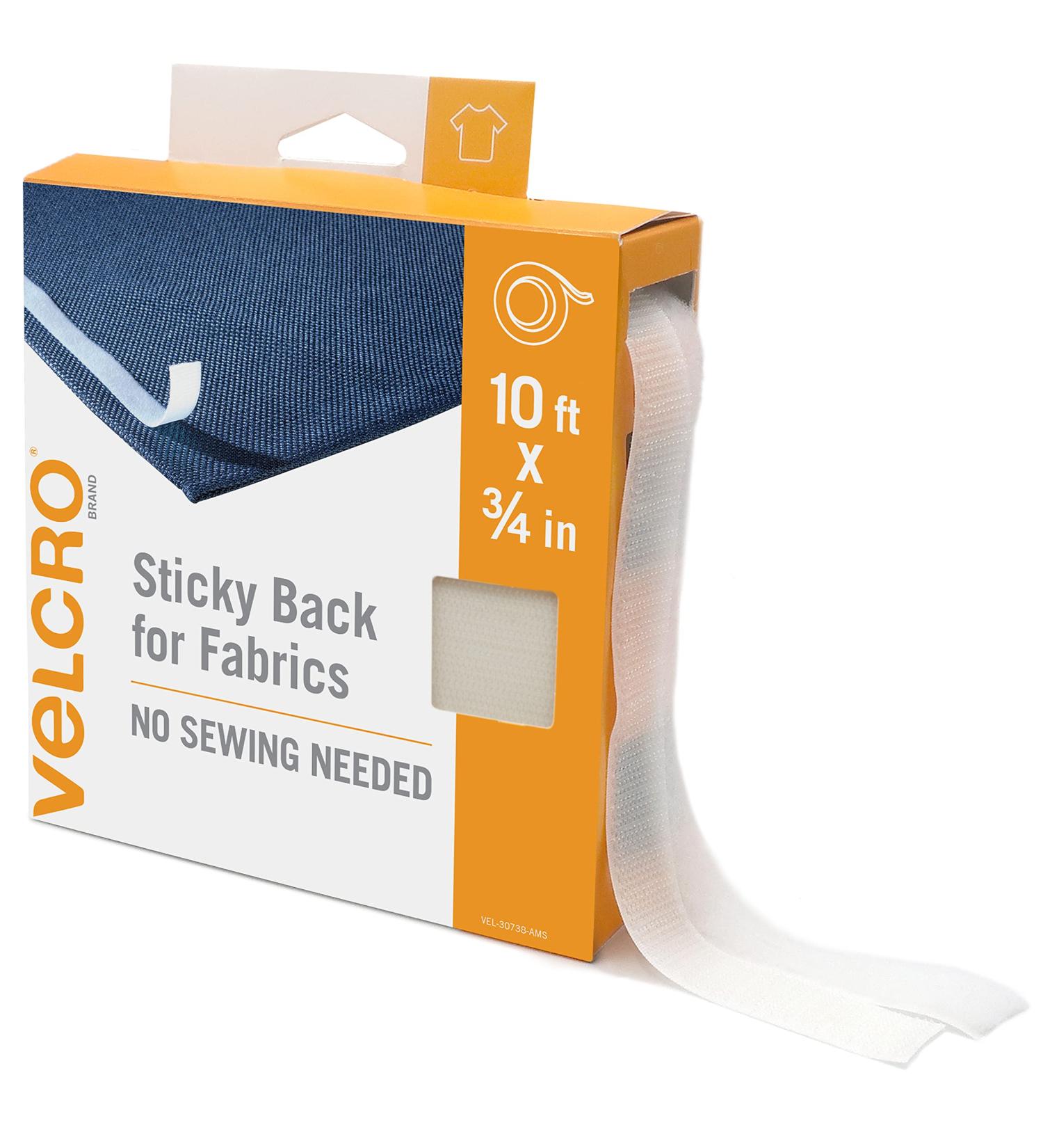 VELCRO Brand Sticky Back for Fabrics  10 Ft Bulk Roll No Sew Tape with Adhesive  Cut Strips to Length Permanent Bond to Clothing for Hemming Replace Zippers and Snaps  White White Sticky Back Fabric Tape Sticky Back - Buy Online on GoSupps.com