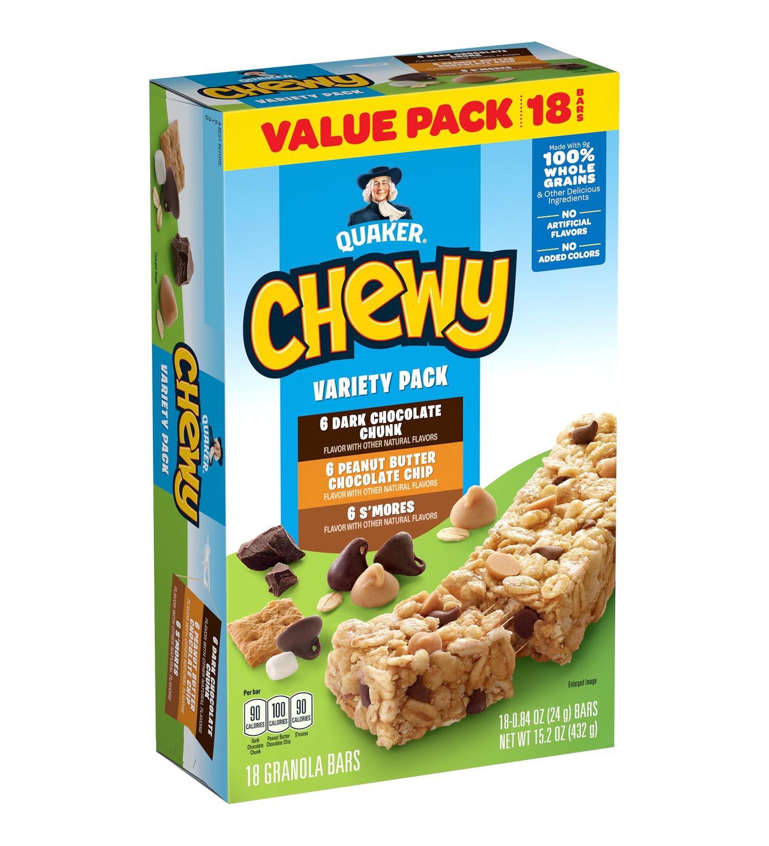 Quaker Chewy Granola Bars Variety Pack - 18 Count | Delicious Snack Bars - Buy Online on GoSupps.com