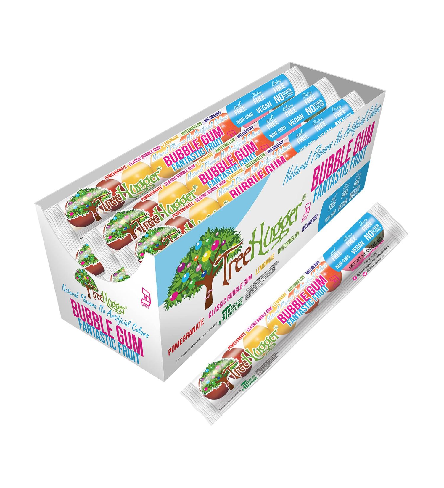 Tree Hugger All Natural Bubble Gum - Fantastic Fruit Flavor, 1.6 oz (Pack of 12) - Eco-Friendly Candy - Buy Online on GoSupps.com