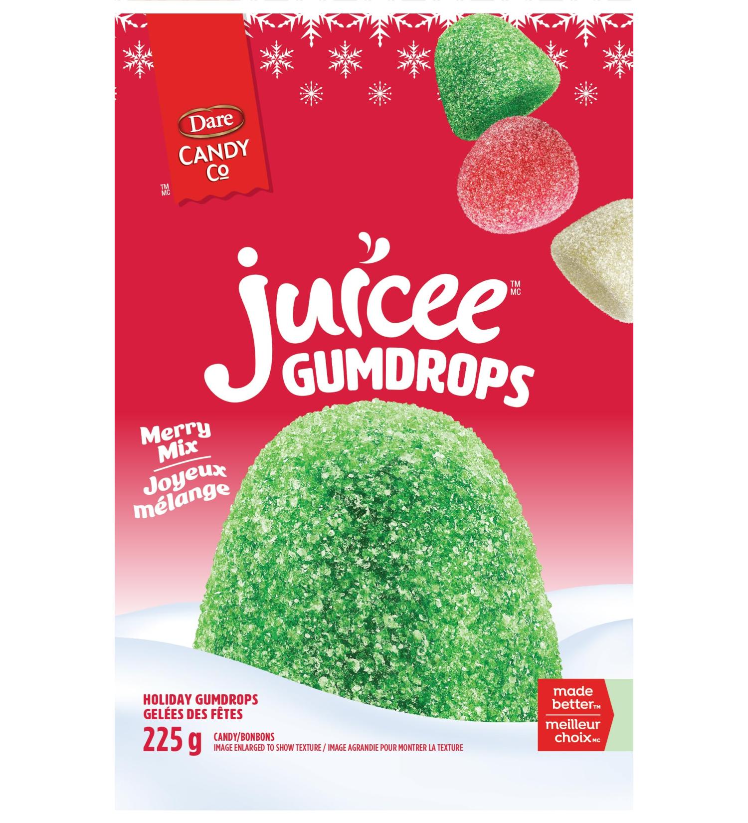 Dare Candy Co RealJuicee Christmas Holiday Merry Mix Gumdrops - Raspberry Lime & Pineapple Gumdrops Gelatin Free Gluten Free Dairy Free Stocking Stuffer Candy Gift Candy Good for Kids Candy 225g Unit Pack - Buy Online on GoSupps.com