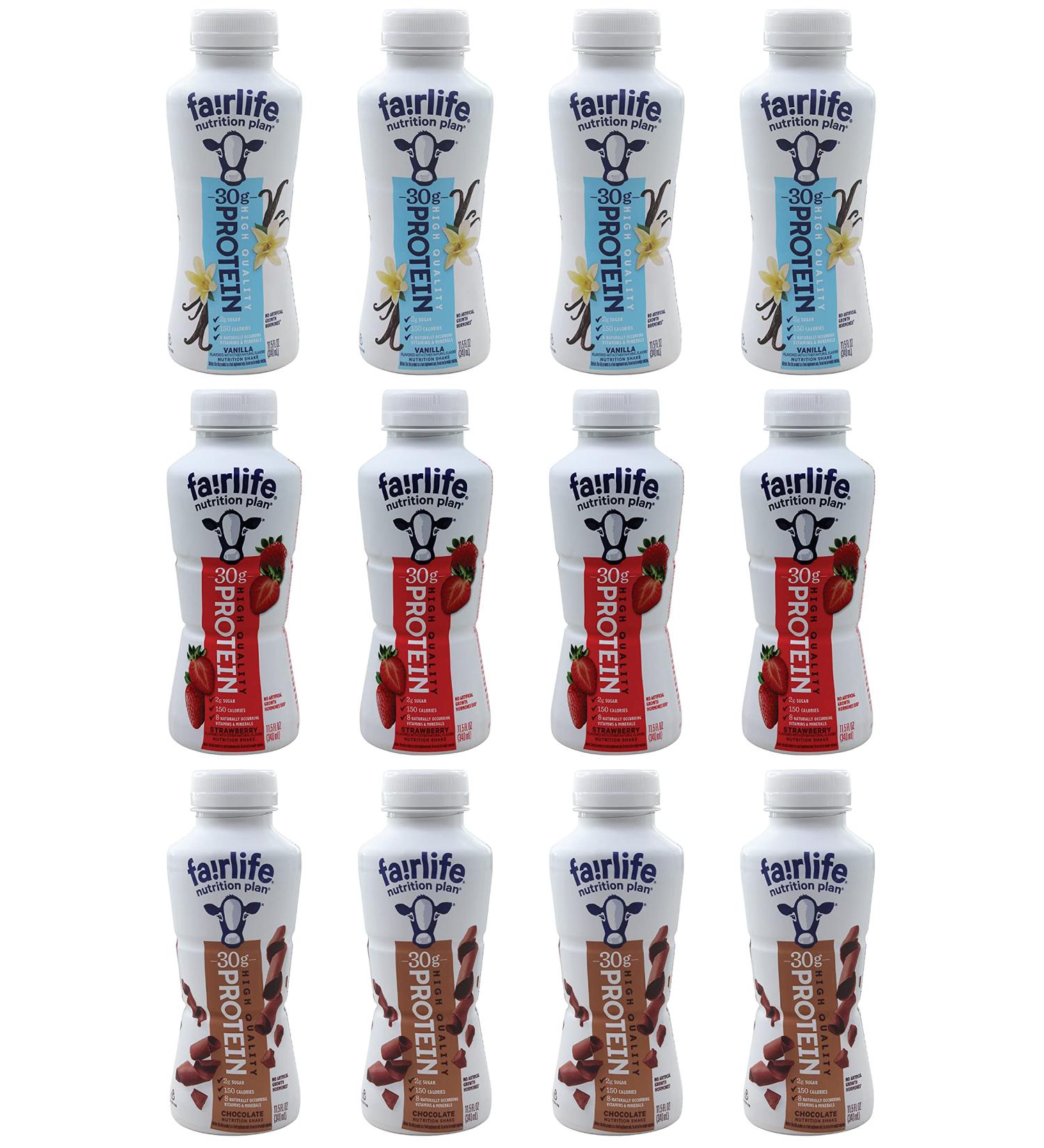 Fairlife Nutrition Plan Protein Shake | 12 Pack Niro Assortment | Chocolate, Vanilla, Strawberry Flavors - Buy Online on GoSupps.com