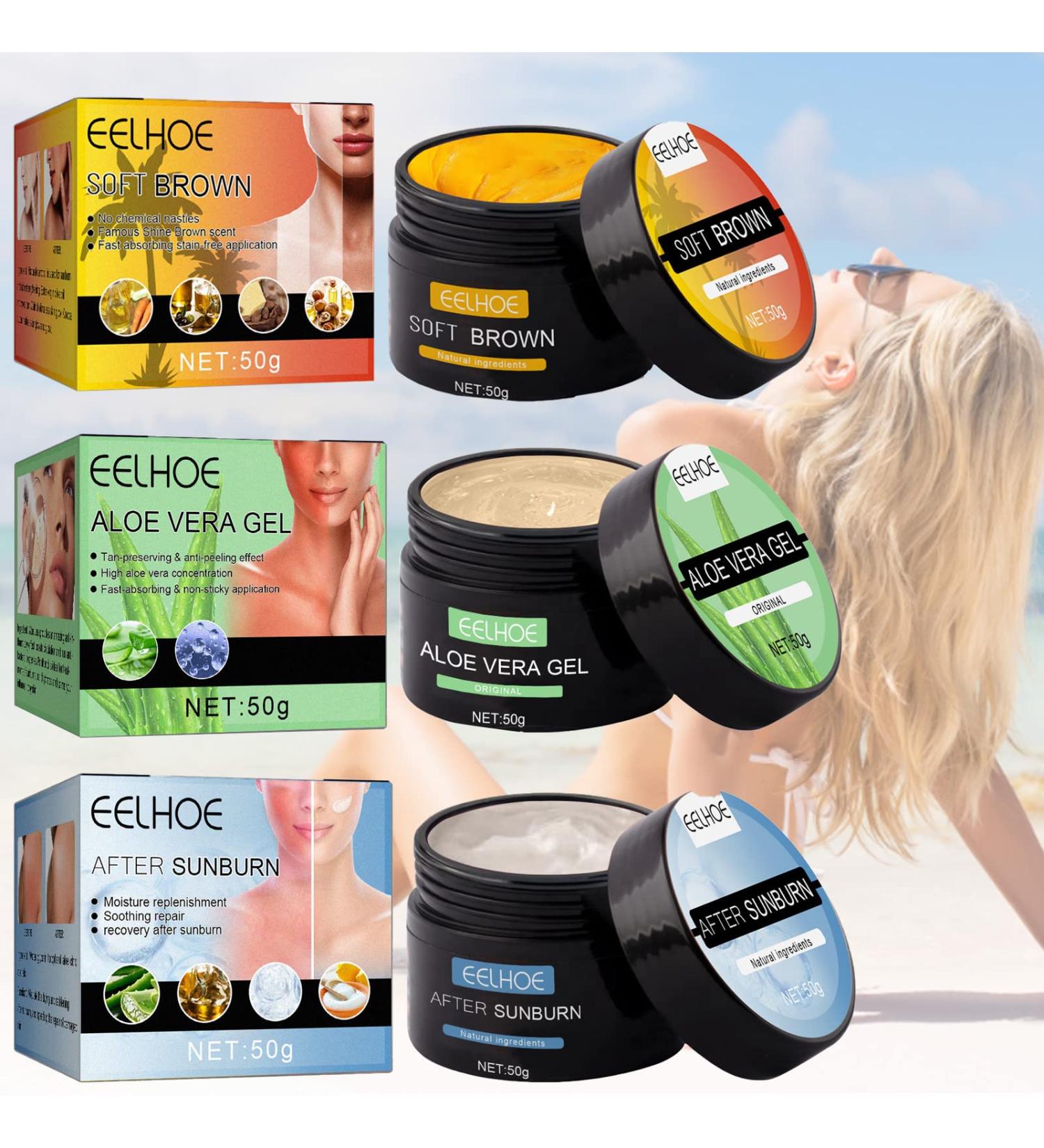 Eelhoe Tanning Gel - 50g Accelerator Cream for Sunbeds & Outdoor Sun, Soft Brown Intensive Tanning (3Pcs) - Buy Online on GoSupps.com