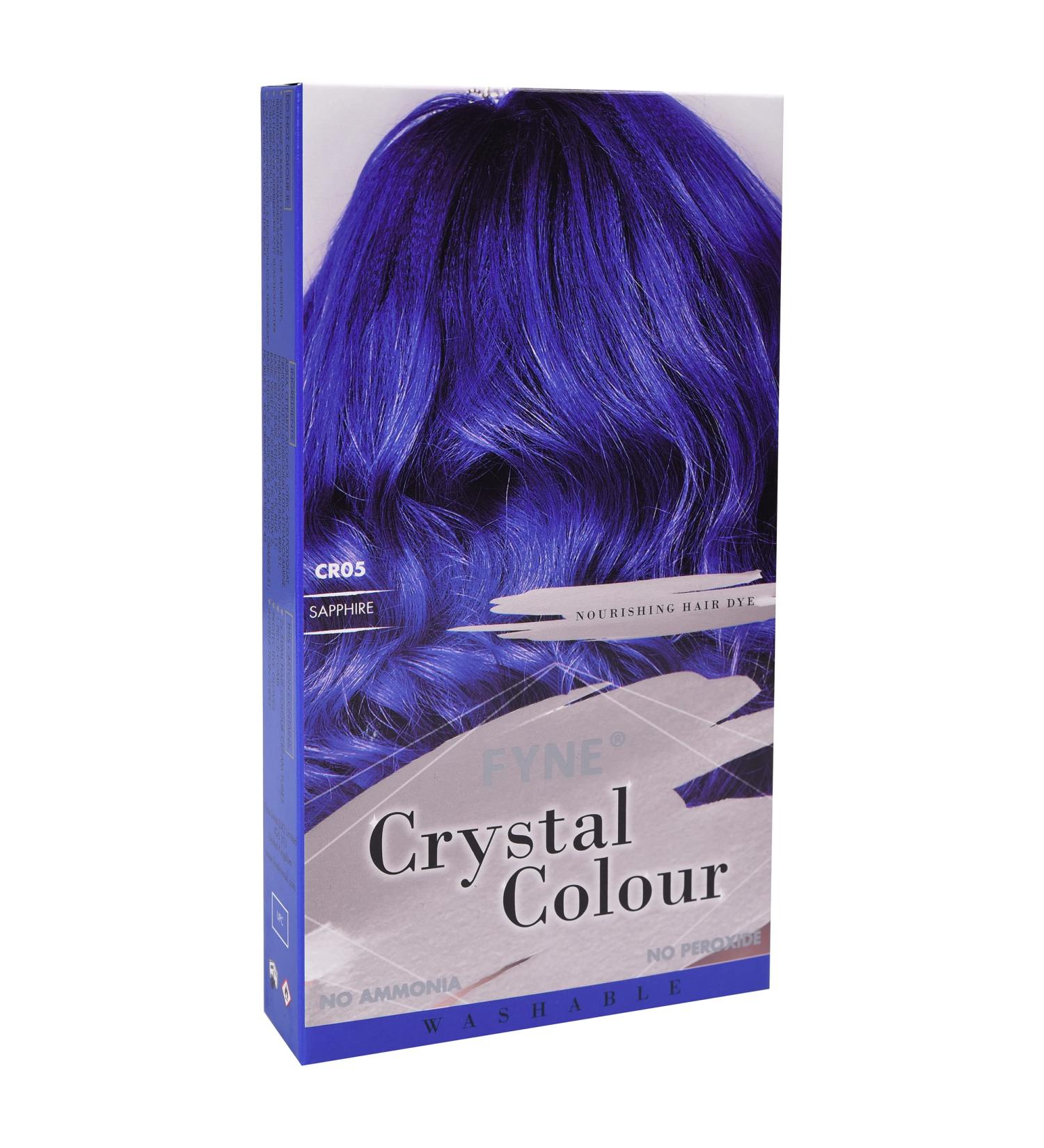 FYNE Crystal Colour Semi Permanent Hair Dye - Blue Sapphire | Nice and Easy Formula with Built-In Conditioner for Women - Buy Online on GoSupps.com