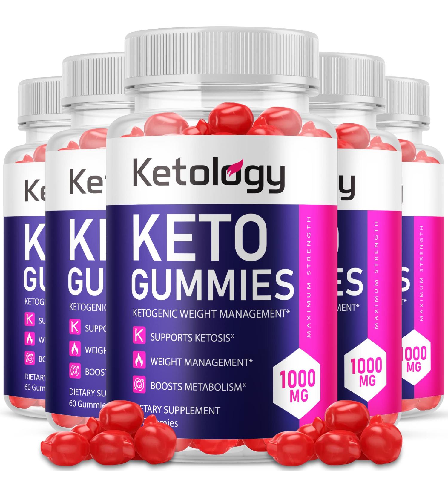 5 Pack Ketology Keto ACV Gummies with 1000mg Apple Cider Vinegar - Vitamin B12 & B6 - Beet Root Juice Formula (300 Gummies) - Buy Online on GoSupps.com