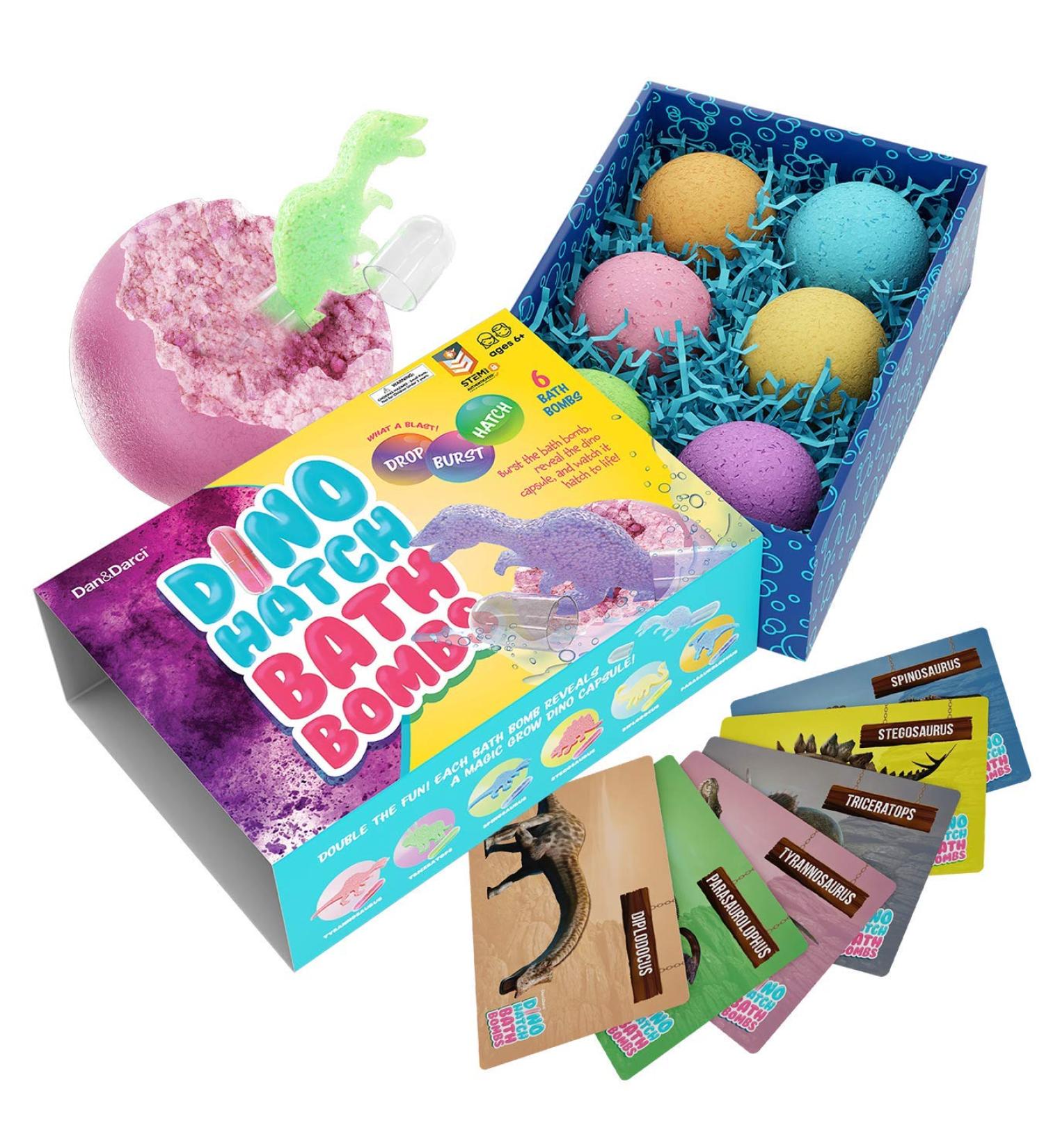 Dino Hatch Bath Bombs for Kids | Surprise Dino Capsule Inside | Educational Learning Cards | Kids Bath Bombs & Toys for Girls & Boys - Buy Online on GoSupps.com
