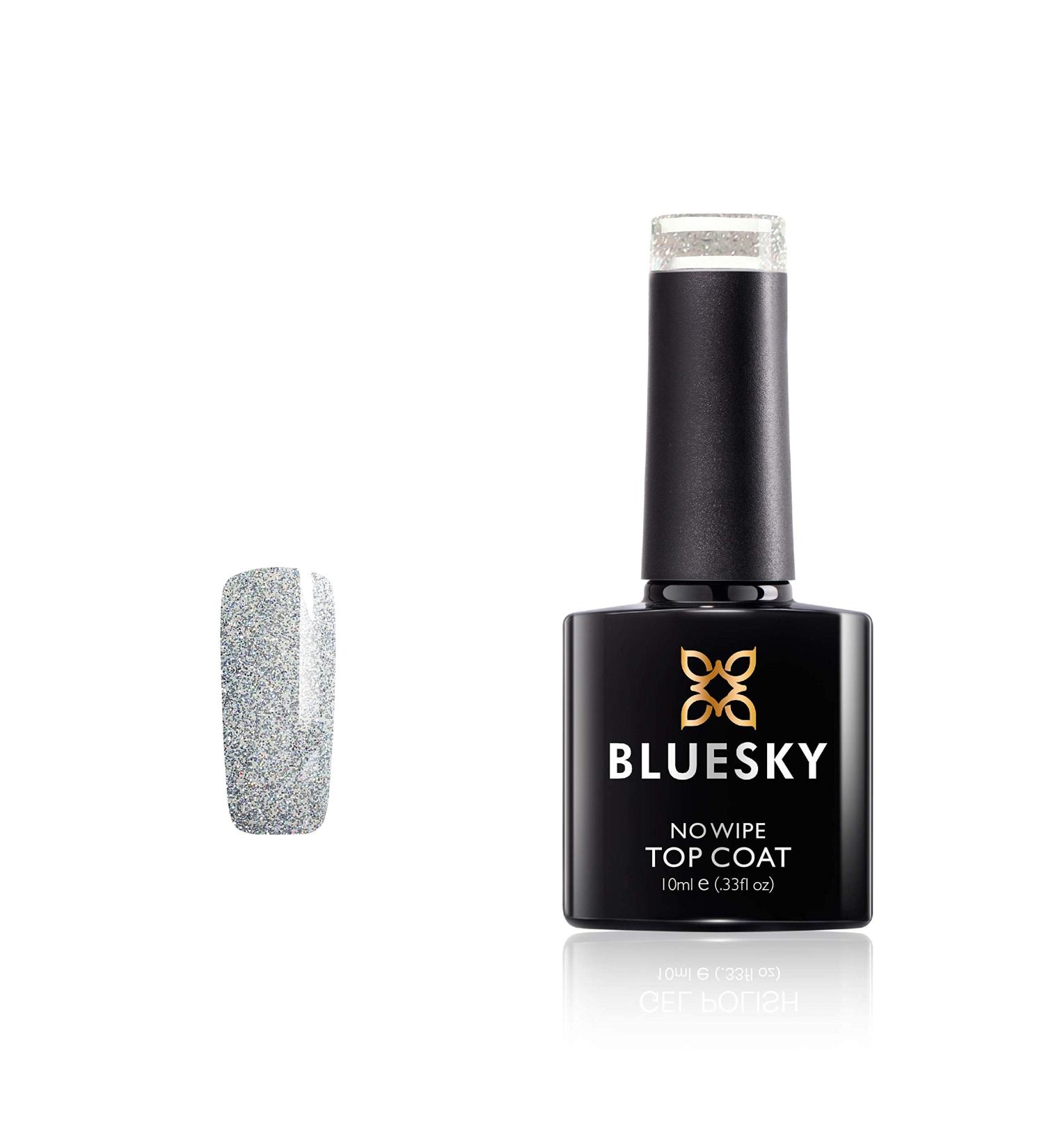 Bluesky Gel Nail Polish Glitter No Wipe Top Coat Make a Wish GTC02 10 ml (Requires Curing Under UV LED Lamp) - Buy Online on GoSupps.com