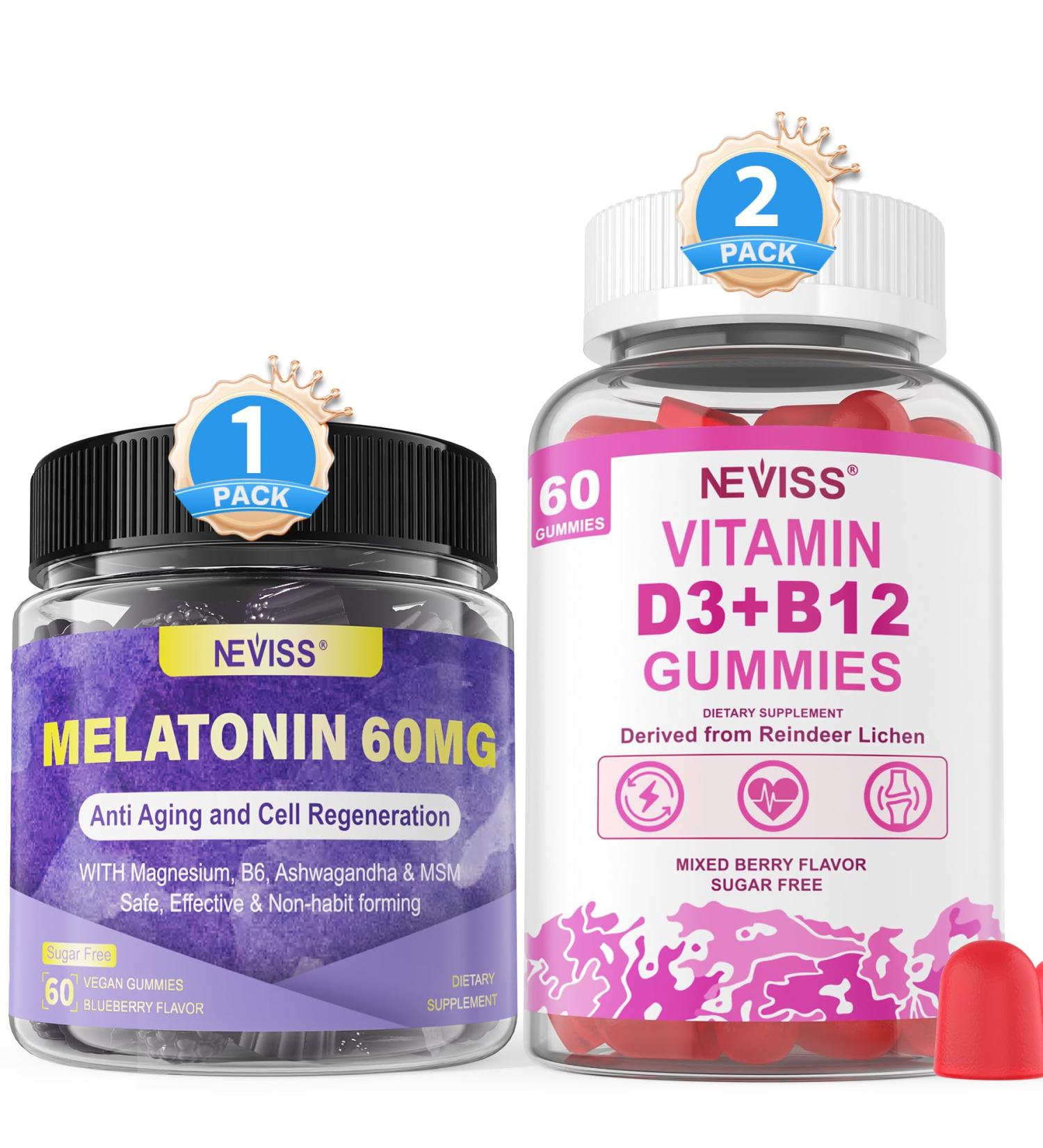 NEVISS Melatonin Vitamin D3 + Vitamin B12 Gummies - Buy Online on GoSupps.com
