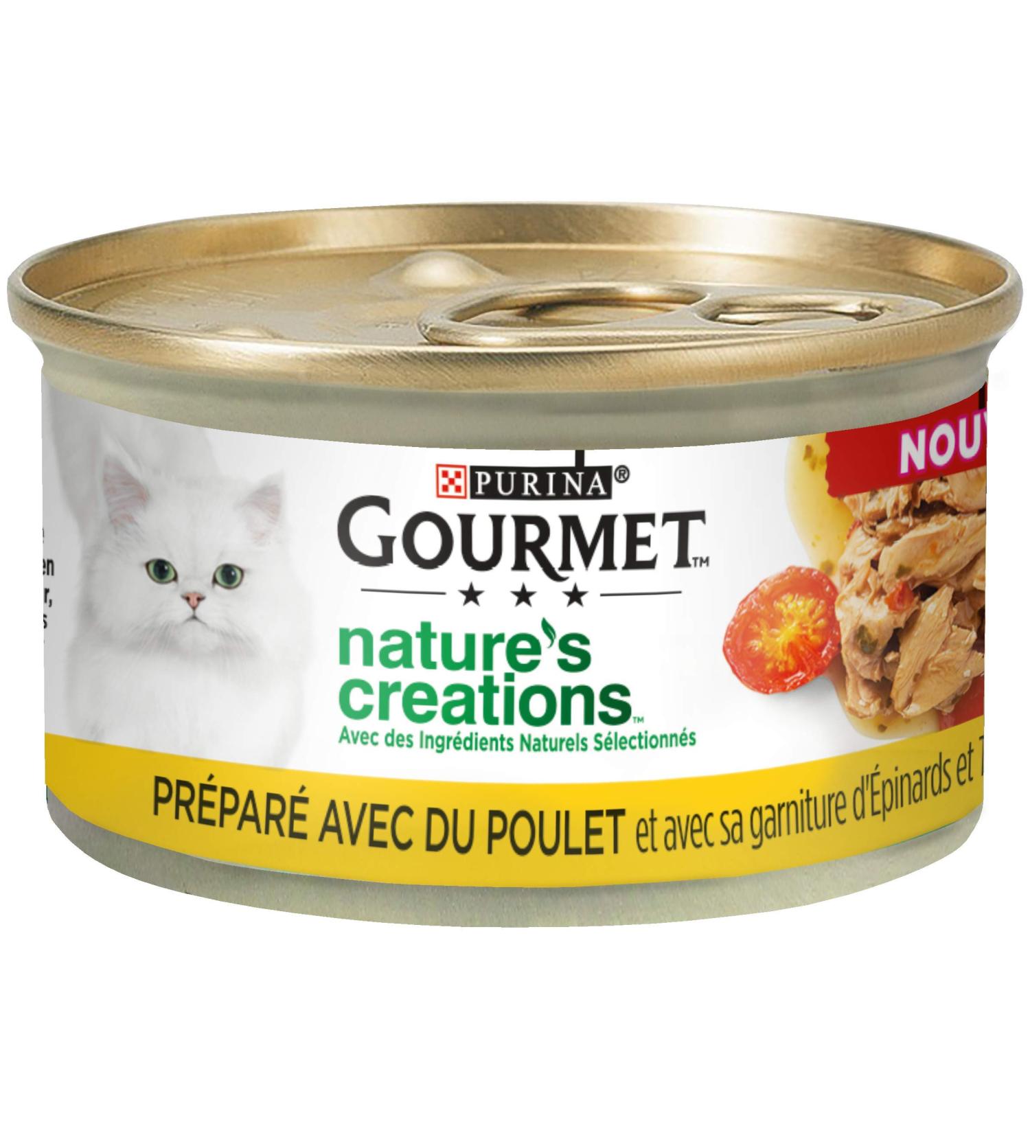 Gourmet Nature's Creations Adult Cat Food - Chicken Spinach & Tomatoes Mini Bissen | 24 x 85g Bowls - International Shipping Available - Buy Online on GoSupps.com
