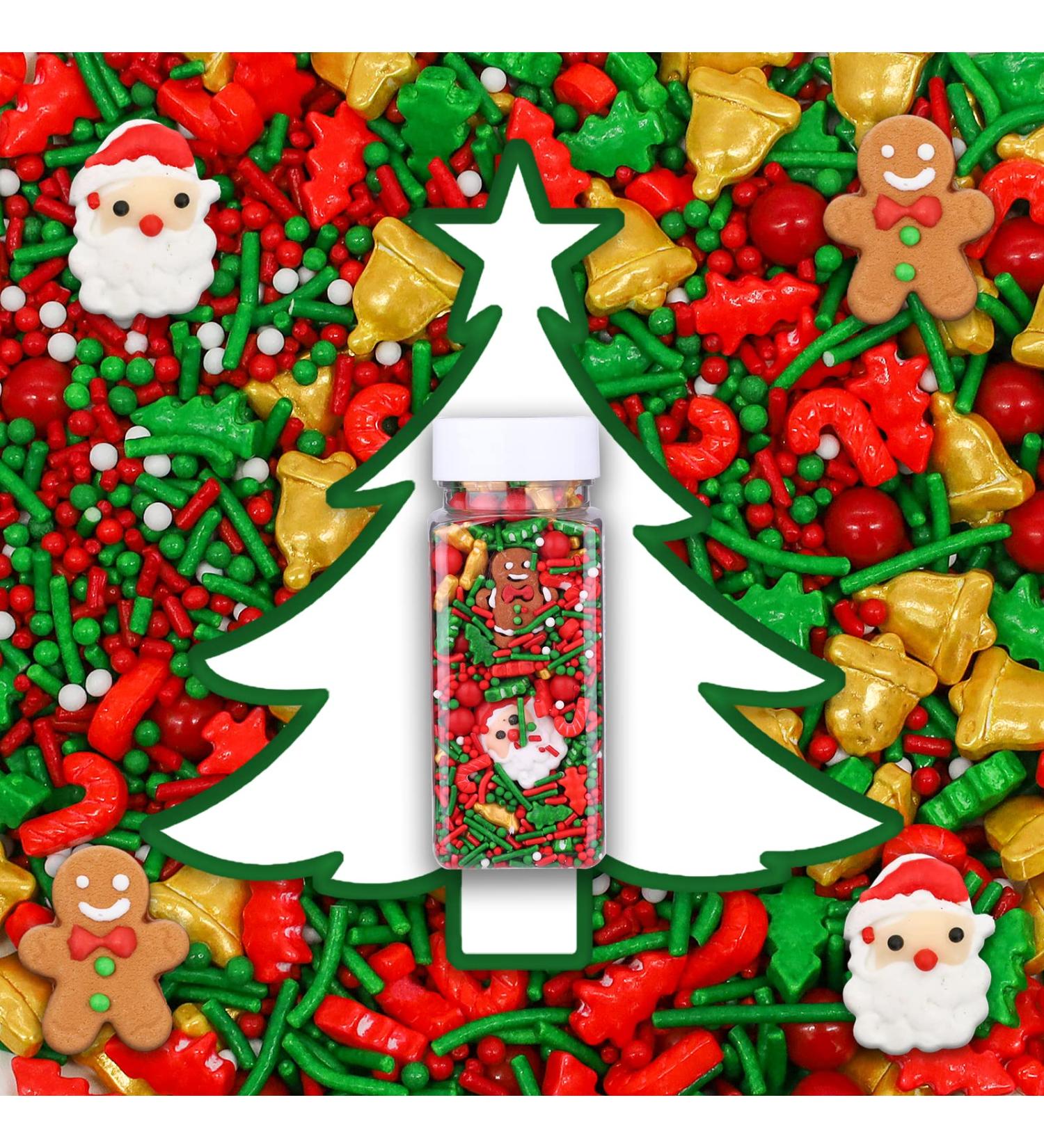 Lukinuo 3.6 Oz Christmas Sprinkles | Holiday Cookie & Cake Toppers | Santa Claus & Gingerbread Man Candy | Red Green Christmas Tree Decoration - Buy Online on GoSupps.com