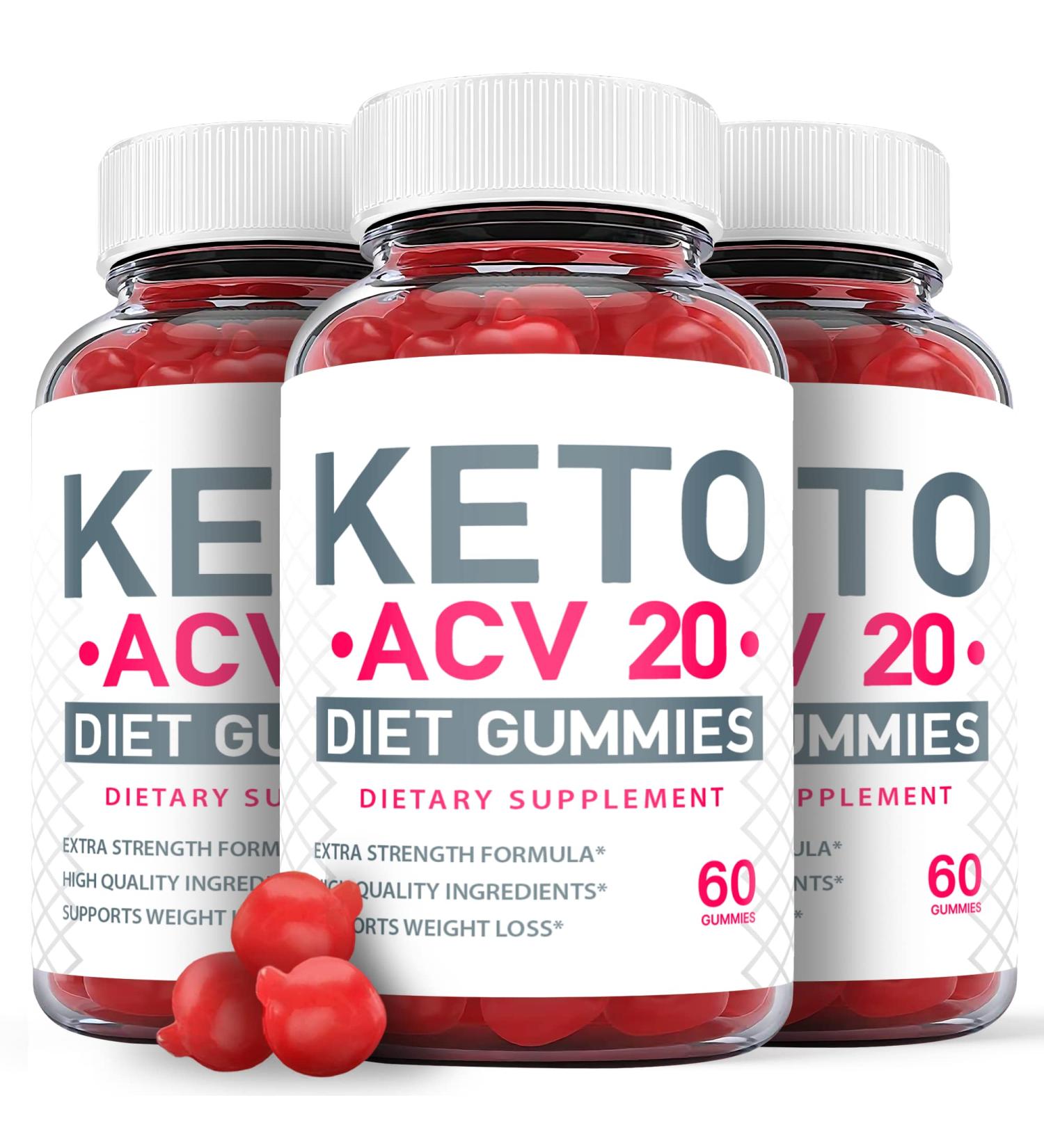 Keto ACV 20 Gummies - Vegan Non GMO Ketosis Supplement with Apple Cider Vinegar (3 Pack) - Buy Online on GoSupps.com