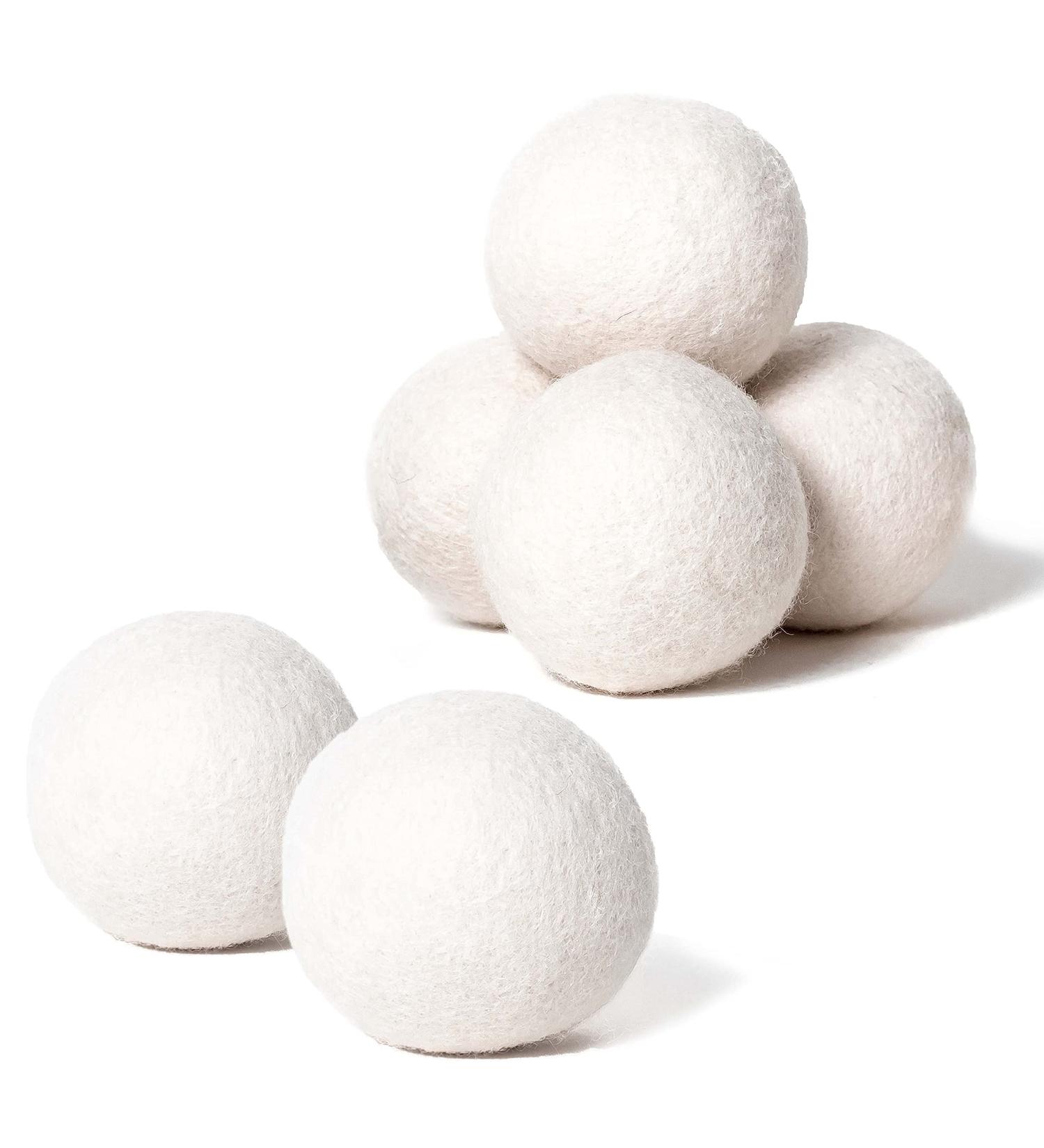 Wool Dryer Balls 6-Pack XL Size - 100% New Zealand Wool - Reusable, Handmade Fabric Softener for Wrinkle Reduction and Faster Drying - White - Buy Online on GoSupps.com