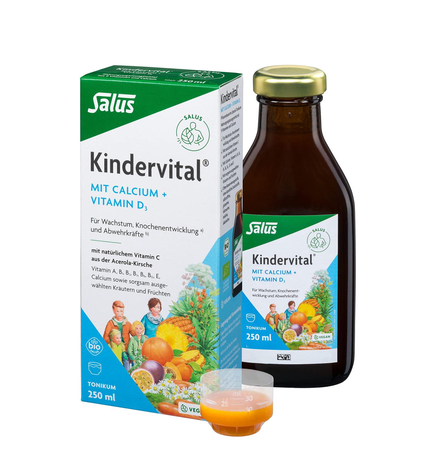 Salus Kindervital with Calcium + Vitamin D3 - 250 ml | Boost Kids' Health | International Shipping - Buy Online on GoSupps.com