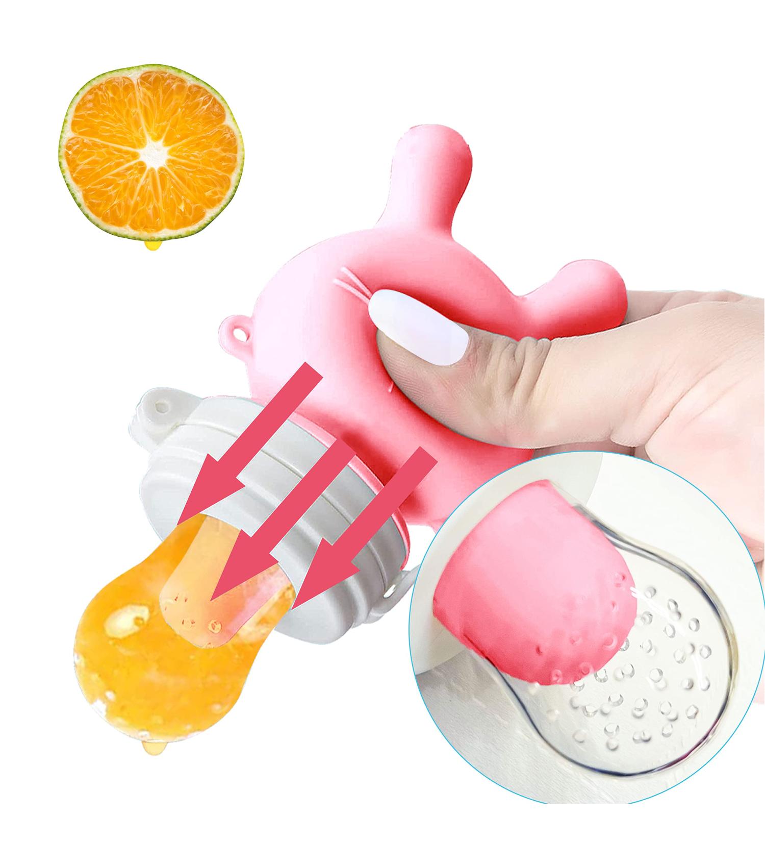 Baby Fruit Feeder Silicone Food Pacifier | Teething Relief Toy Teether | Milk Frozen Mesh Feeders for Babies 0-18 Months | Self Feeding Teethers - Peach Pink - Buy Online on GoSupps.com