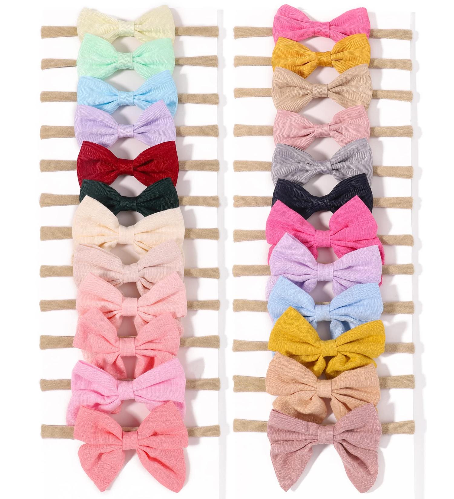 DooBoi Baby Girls Flower Headbands, Set of 24, Soft Nylon Elastic Hair Accessories for Newborns, Infants, Toddlers, Kids - Hair Bows-03 - Buy Online on GoSupps.com