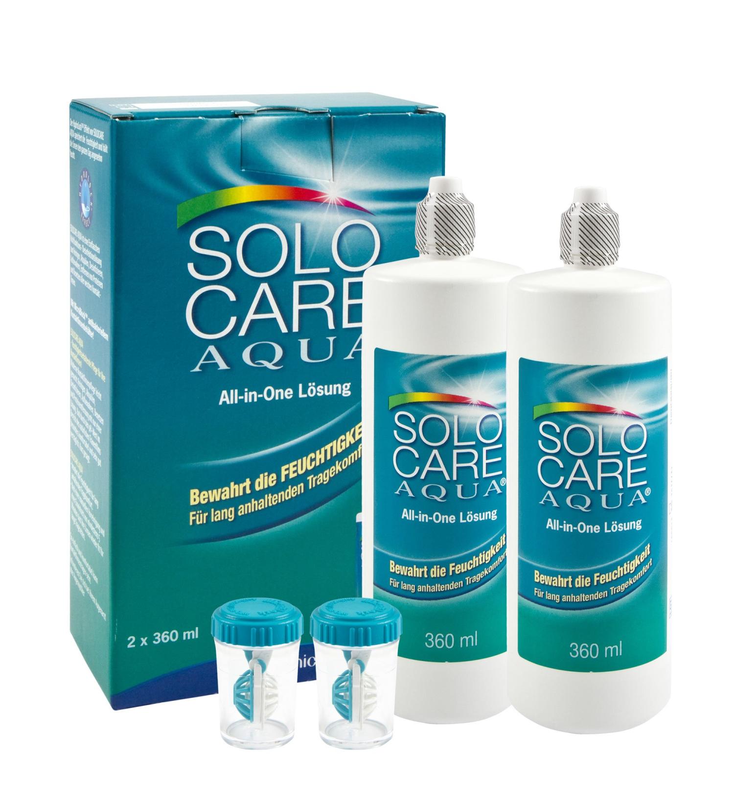 Buy Solocare Aqua Care Product for Soft Contact Lenses - Double Pack (2 x 360 ml) | International Shipping Available - Buy Online on GoSupps.com