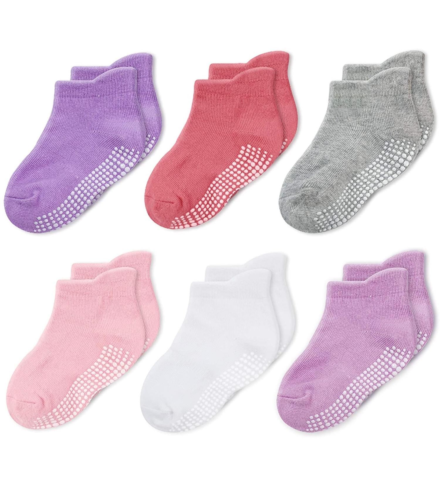 CozyWay Baby Non-Slip Toddler Socks 6-12 Months Girls | 6 Pairs Ankle Style Grippers - Buy Online on GoSupps.com