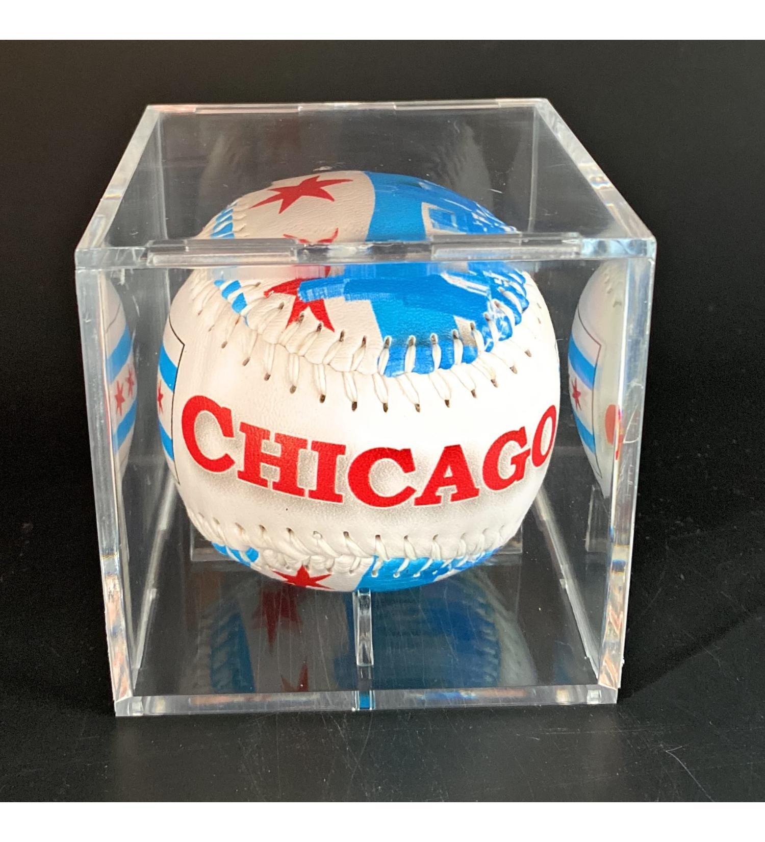 Chicago Las Vegas New York City Souvenir Baseballs in Acrylic Display Case - Baseball Gifts with Chicago Flag Design - Buy Online on GoSupps.com