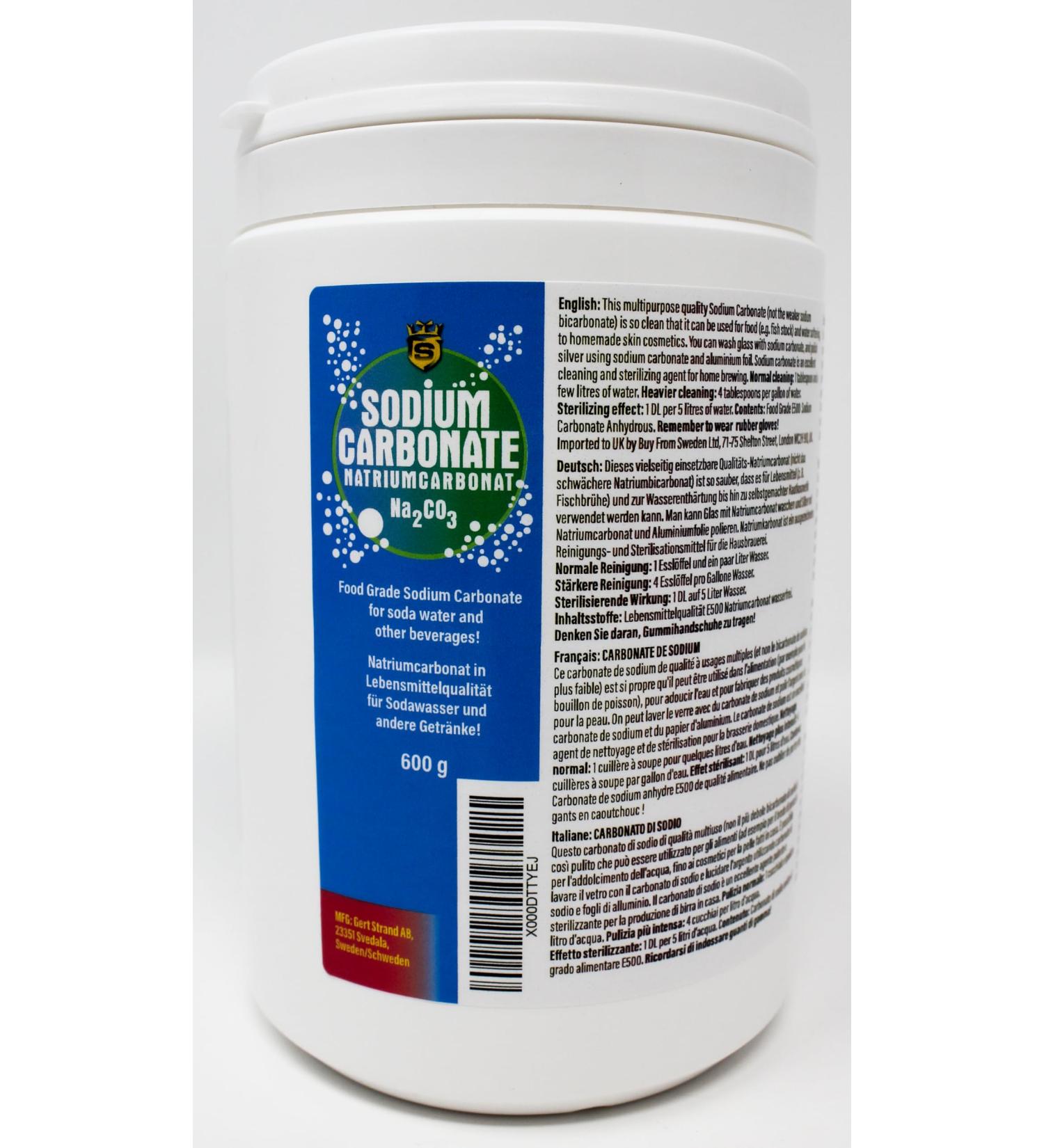 Sodium Carbonate Washing Soda 600g - Premium Food Grade - Na2CO3 - Perfect for Homemade Soda Water & Cleaning