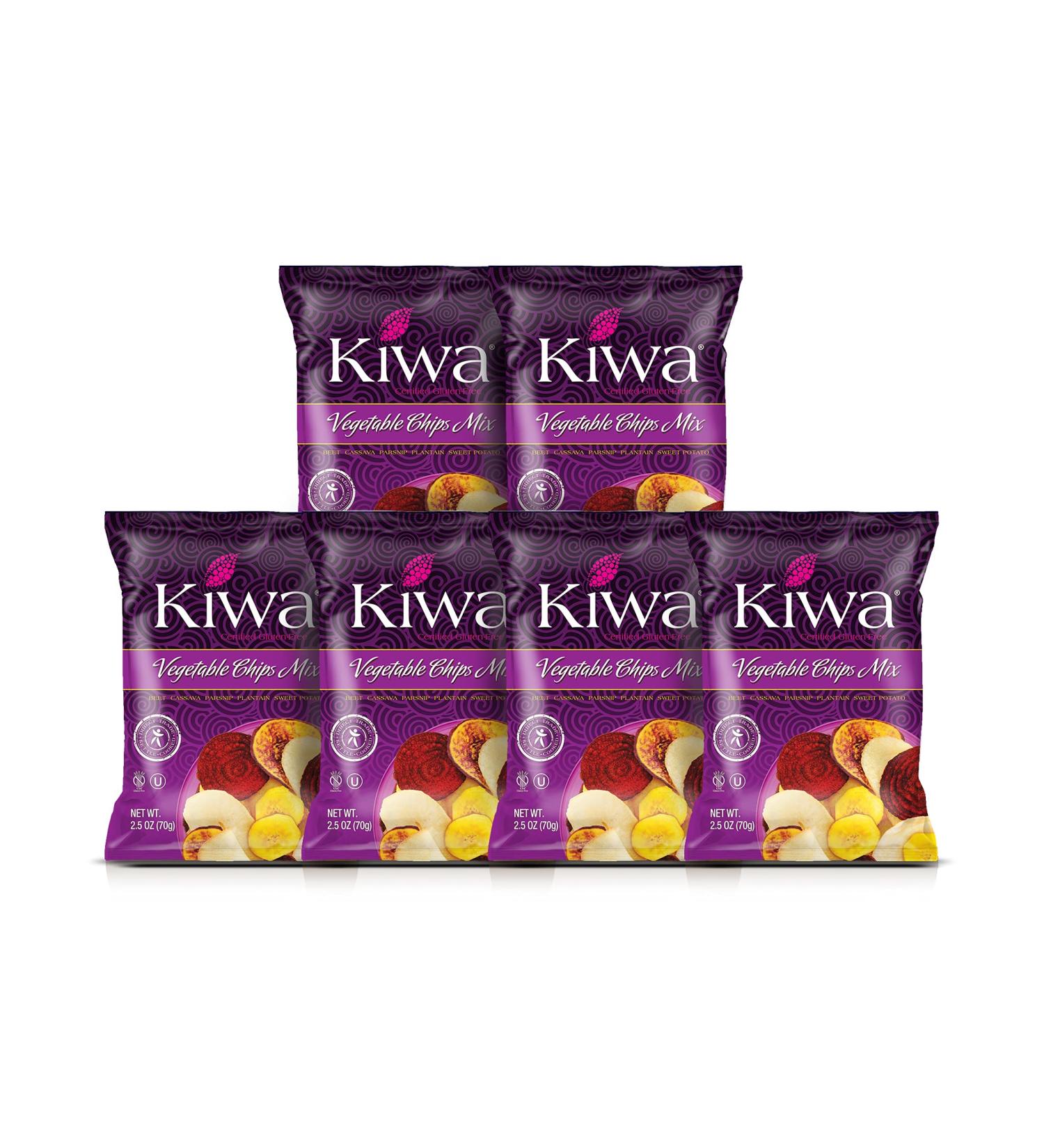 Kiwa Veggie Chips 2.5oz (Pack of 6) | Vegetable Chip Mix | Gluten Free, Non-GMO, Kosher, Vegan Snack | Cassava, Plantain, Beet, Sweet Potato, Parsnip - Buy Online on GoSupps.com