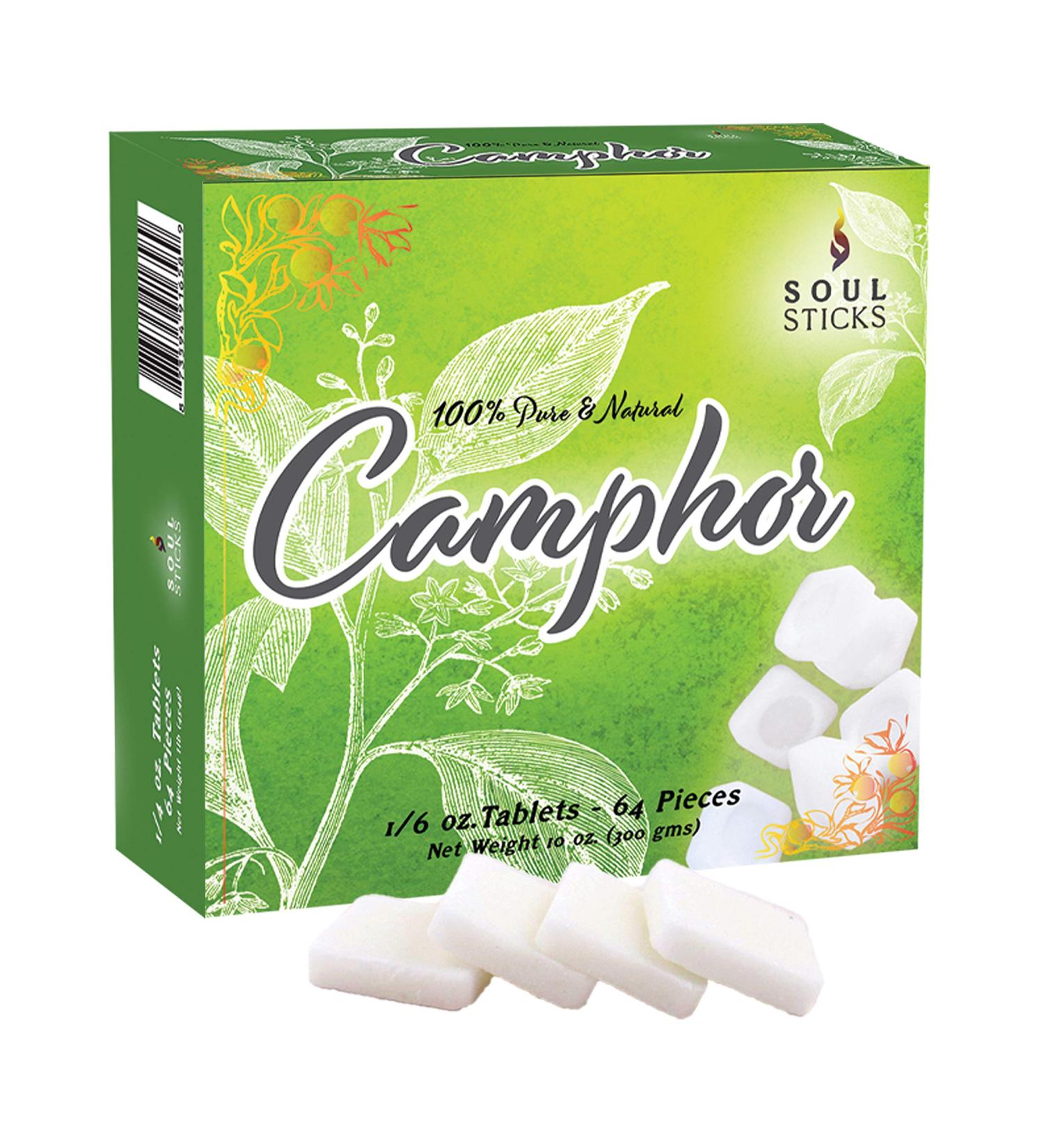 Soul Sticks Camphor Tablets 100% Natural Premium Quality | Aromatherapy Odor Eliminator Puja Alcanfor | 64 Tablets (300g) - Pack of 1 - Buy Online on GoSupps.com