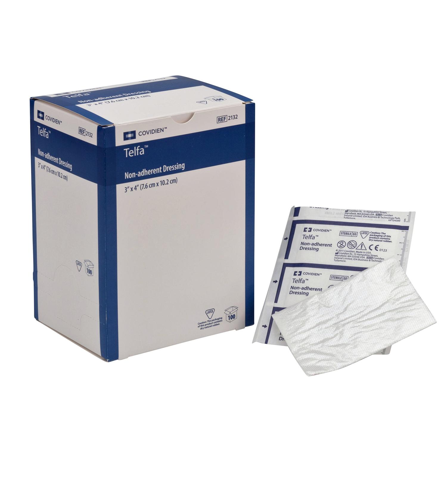 Covidien 2132 Telfa Non-Adherent Dressing 3 x 4 (Pack of 100)