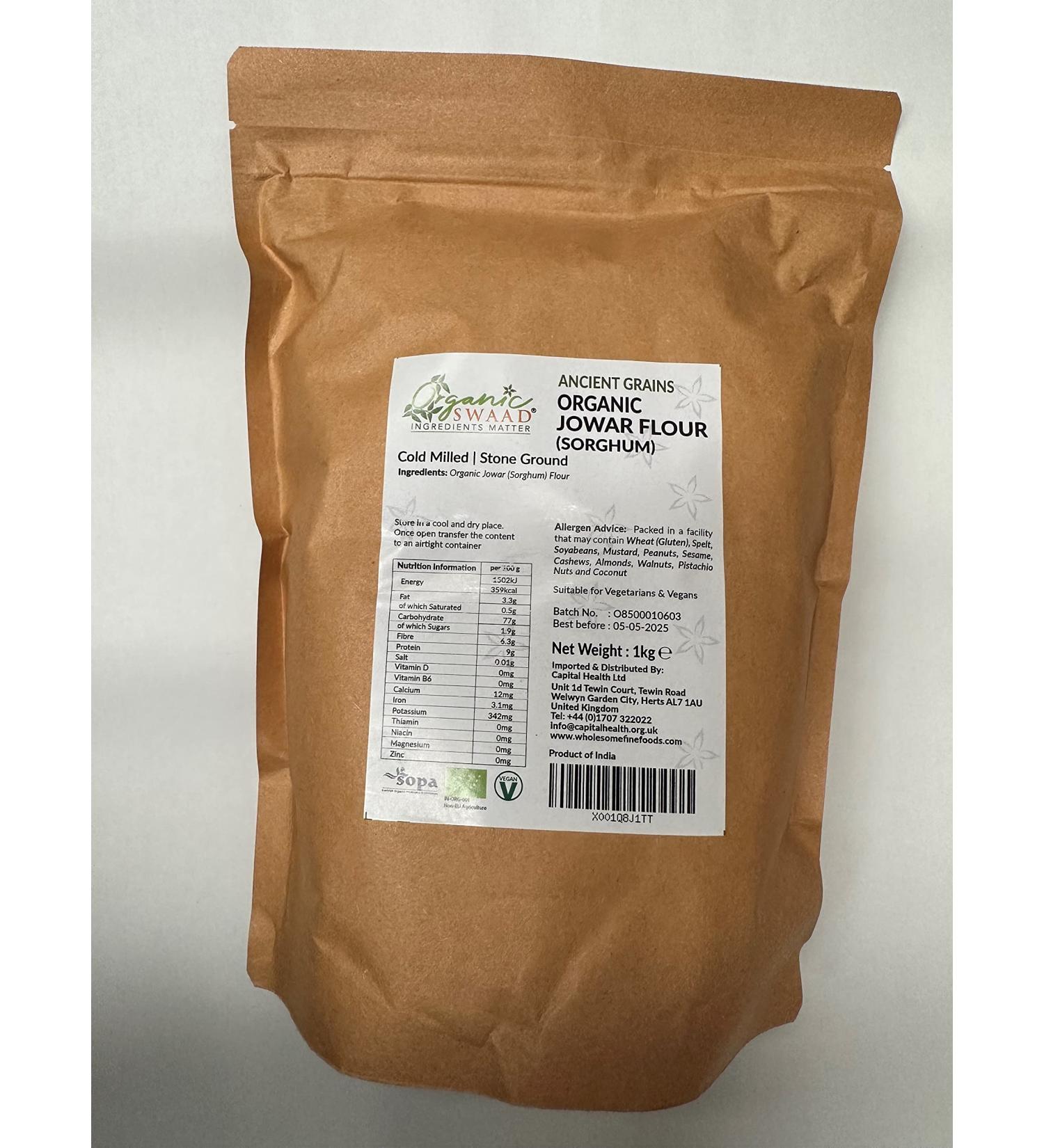 Ancient Grains Organic Sorghum (Jowar) Flour 1kg EU and India Organic Certified