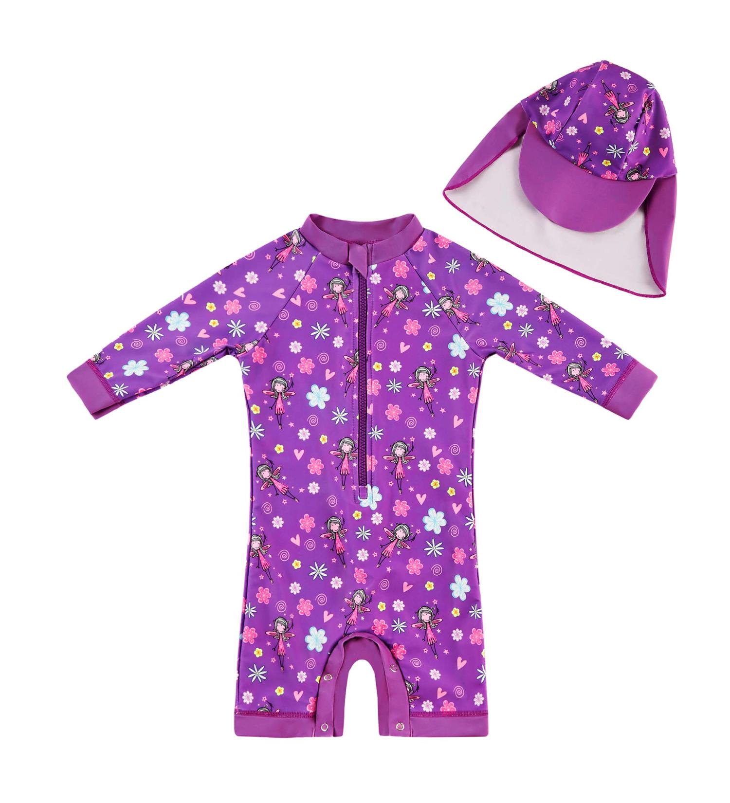 UPF 50+ Sun Protection Baby Swimwear | Purple Toddler One Piece Swimsuit 18-24 Months - Buy Online on GoSupps.com