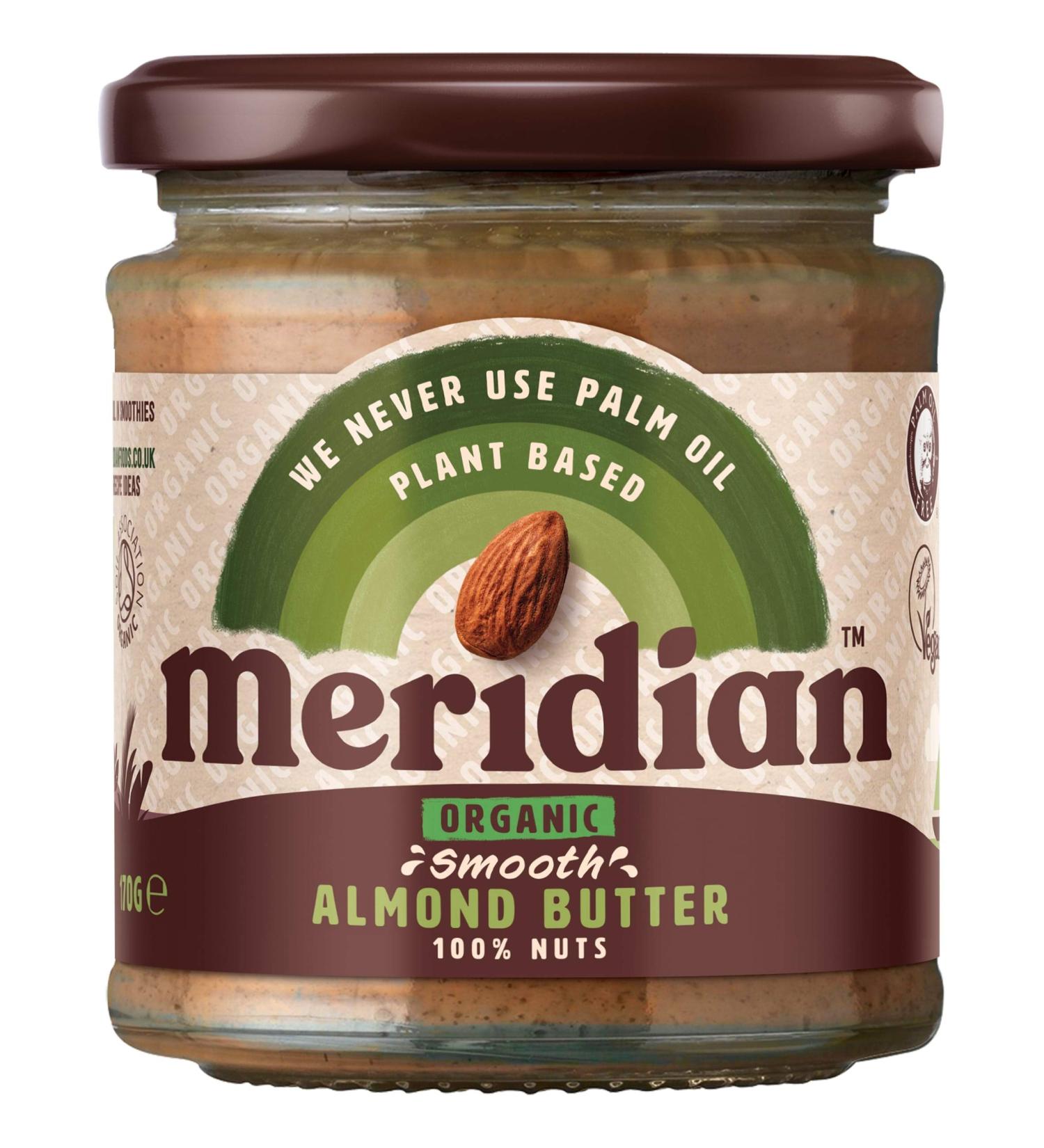  Meridian Meridian Foods Smooth Organic Almond Butter 100% Nuts 170g (pack of 6) - Buy Online on GoSupps.com