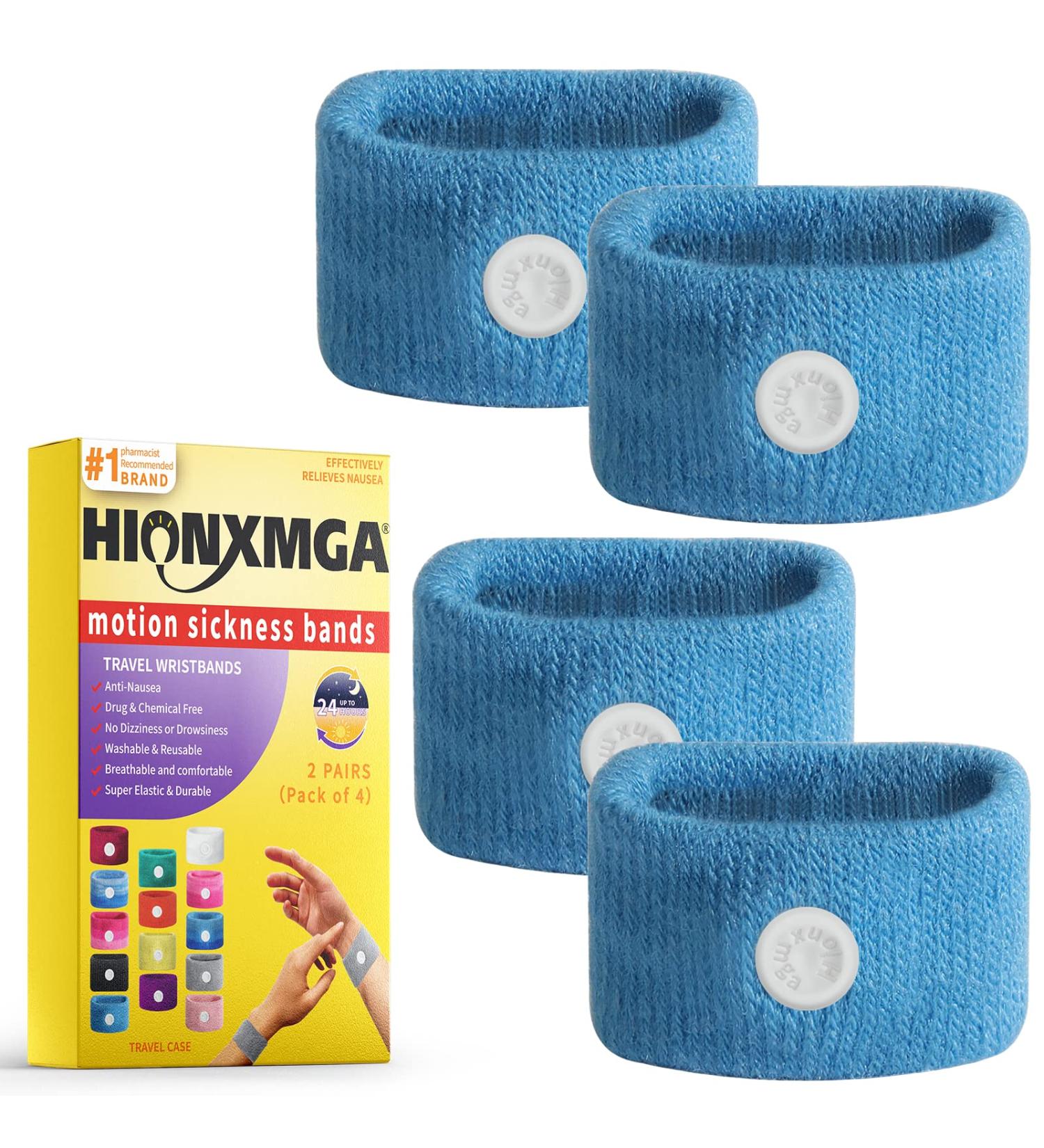 Motion Sickness Bands - Acupressure Nausea Wristbands for Natural Relief - Blue (2 Pair) - Buy Online on GoSupps.com